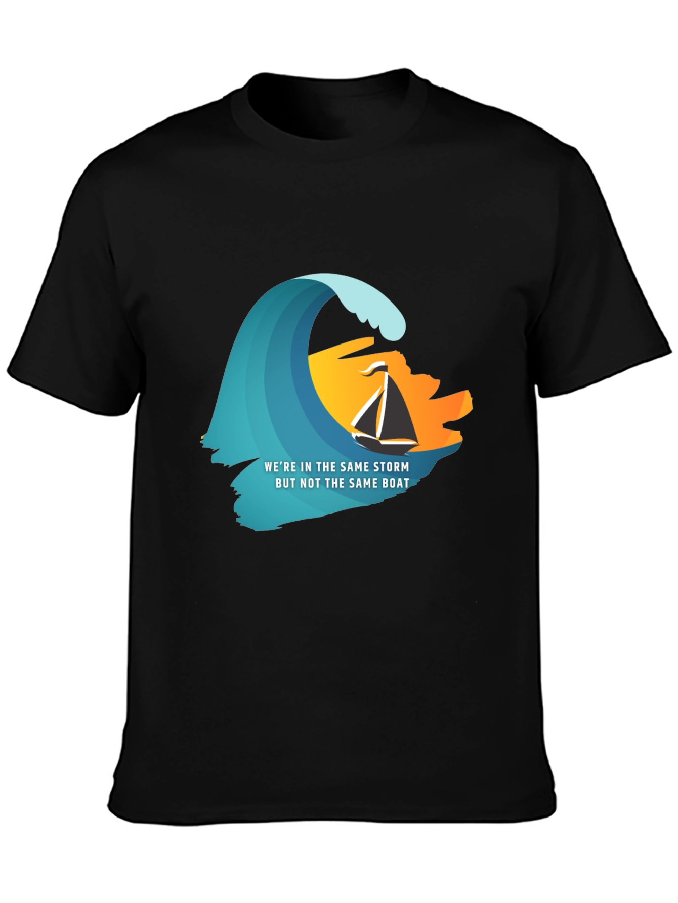 Same Storm Different Boat Graphic Tee - Black