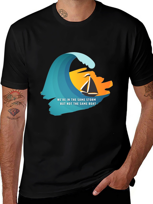 Same Storm Different Boat Graphic Tee - Black