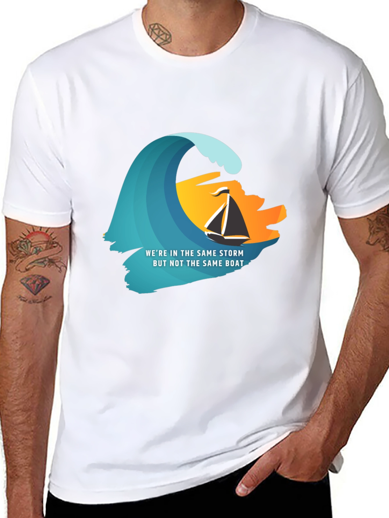 Same Storm Different Boat Graphic Tee - Black