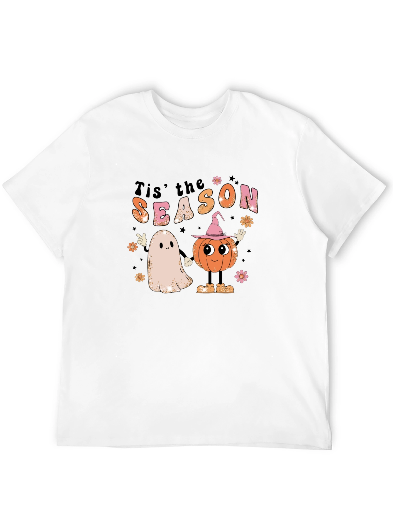 Retro Halloween T-Shirt: Tis the Season Ghost & Pumpkin