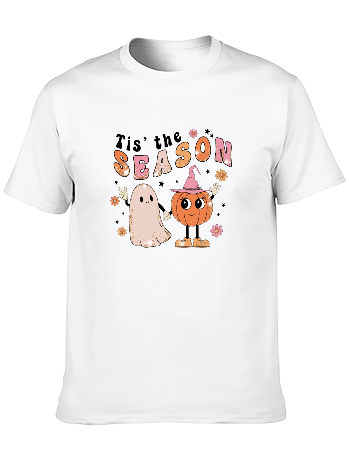 Retro Halloween T-Shirt: Tis the Season Ghost & Pumpkin