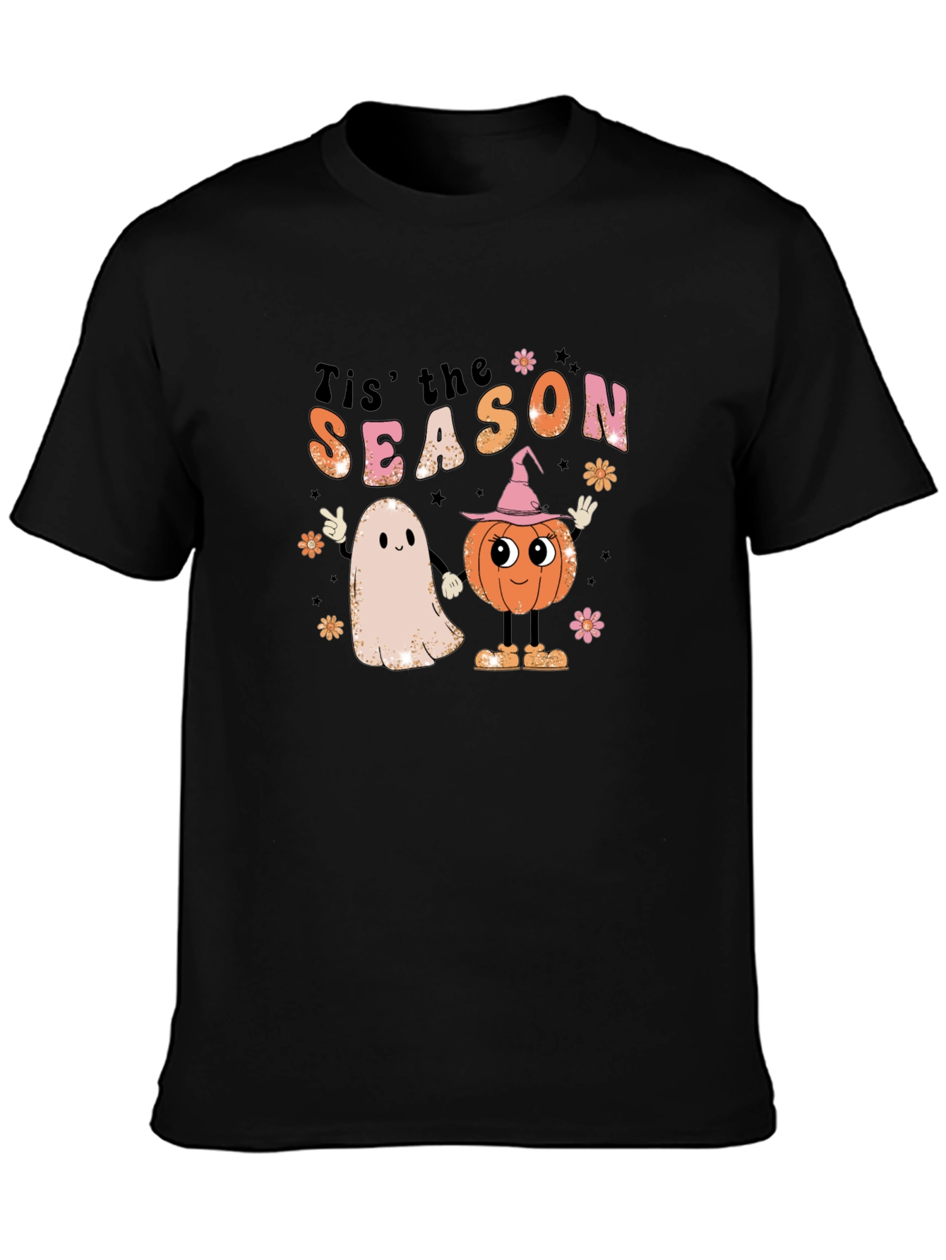 Retro Halloween T-Shirt: Tis the Season Ghost & Pumpkin