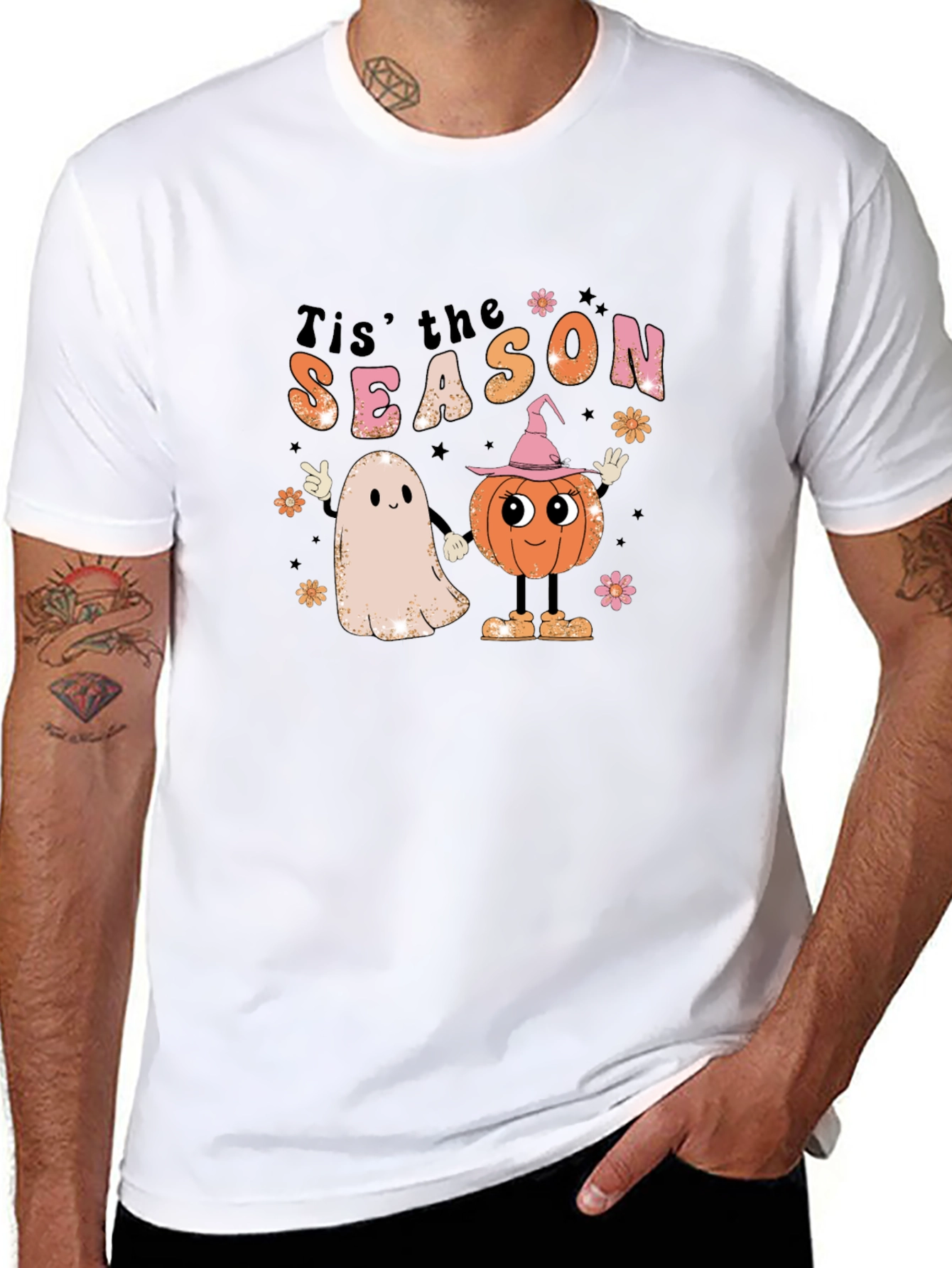 Retro Halloween T-Shirt: Tis the Season Ghost & Pumpkin