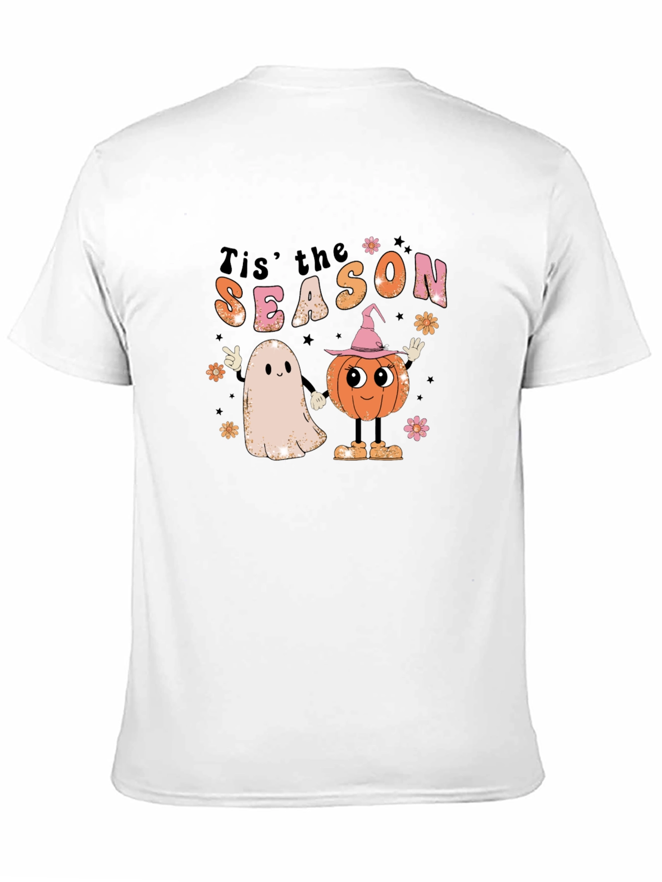 Retro Halloween T-Shirt: Tis the Season Ghost & Pumpkin