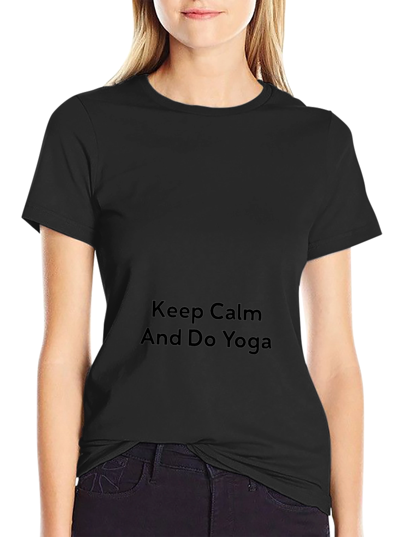 Keep Calm & Do Yoga Black Cotton Graphic Tee