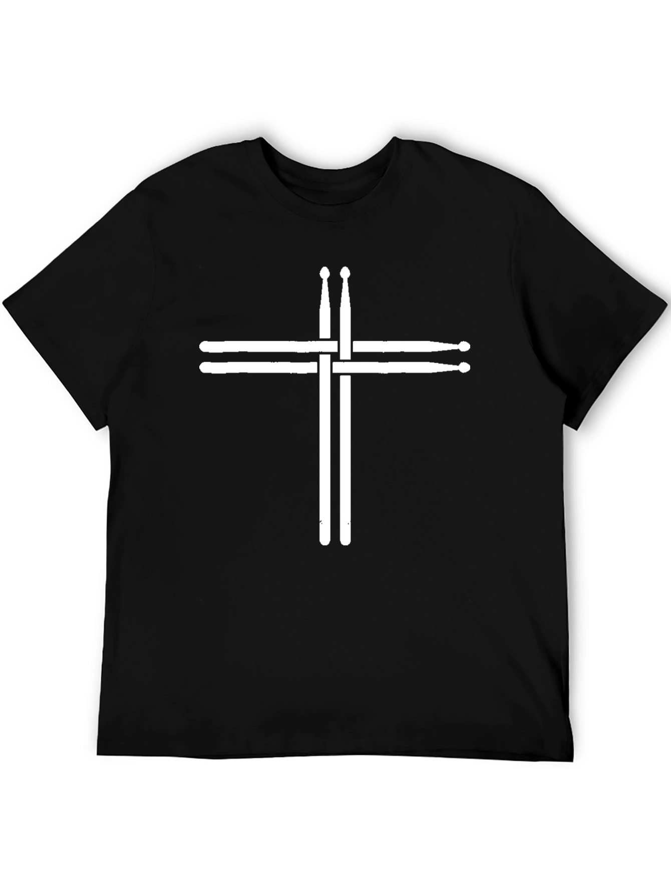 Drum Sticks Cross Graphic Tee - Black Cotton T-Shirt