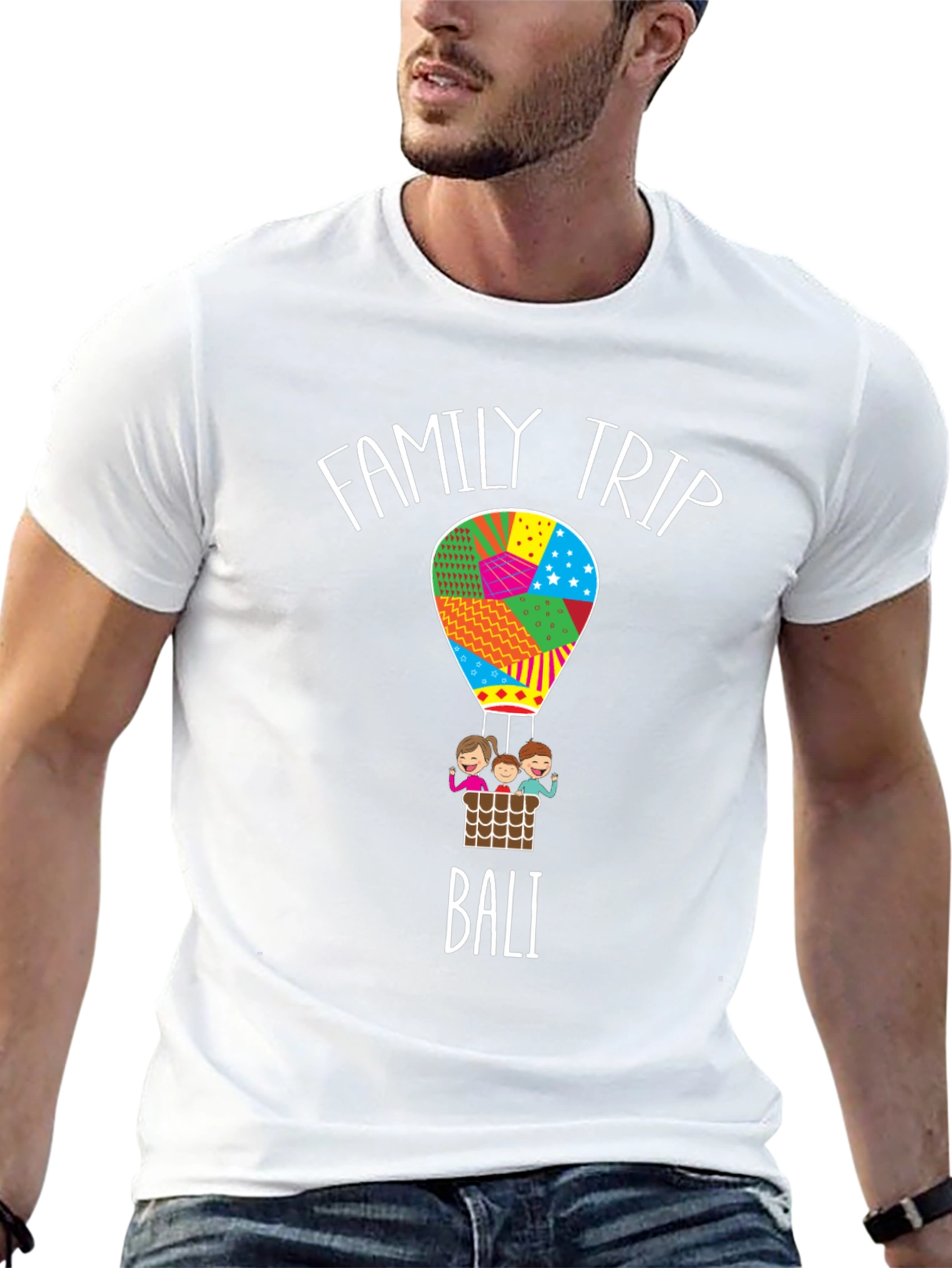 Family Trip Bali Hot Air Balloon Graphic T-Shirt