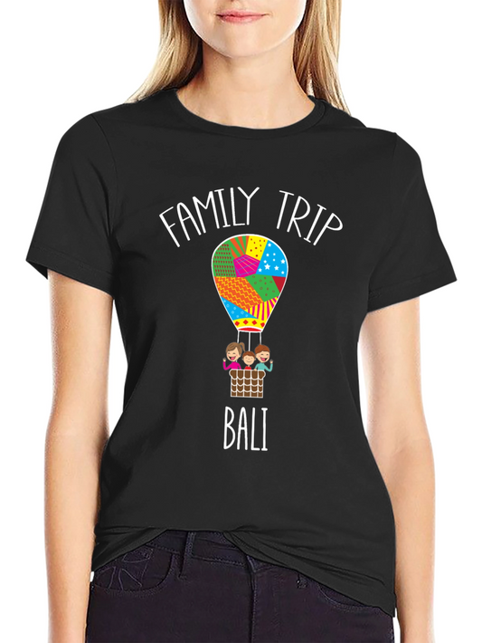 Family Trip Bali Hot Air Balloon Graphic T-Shirt