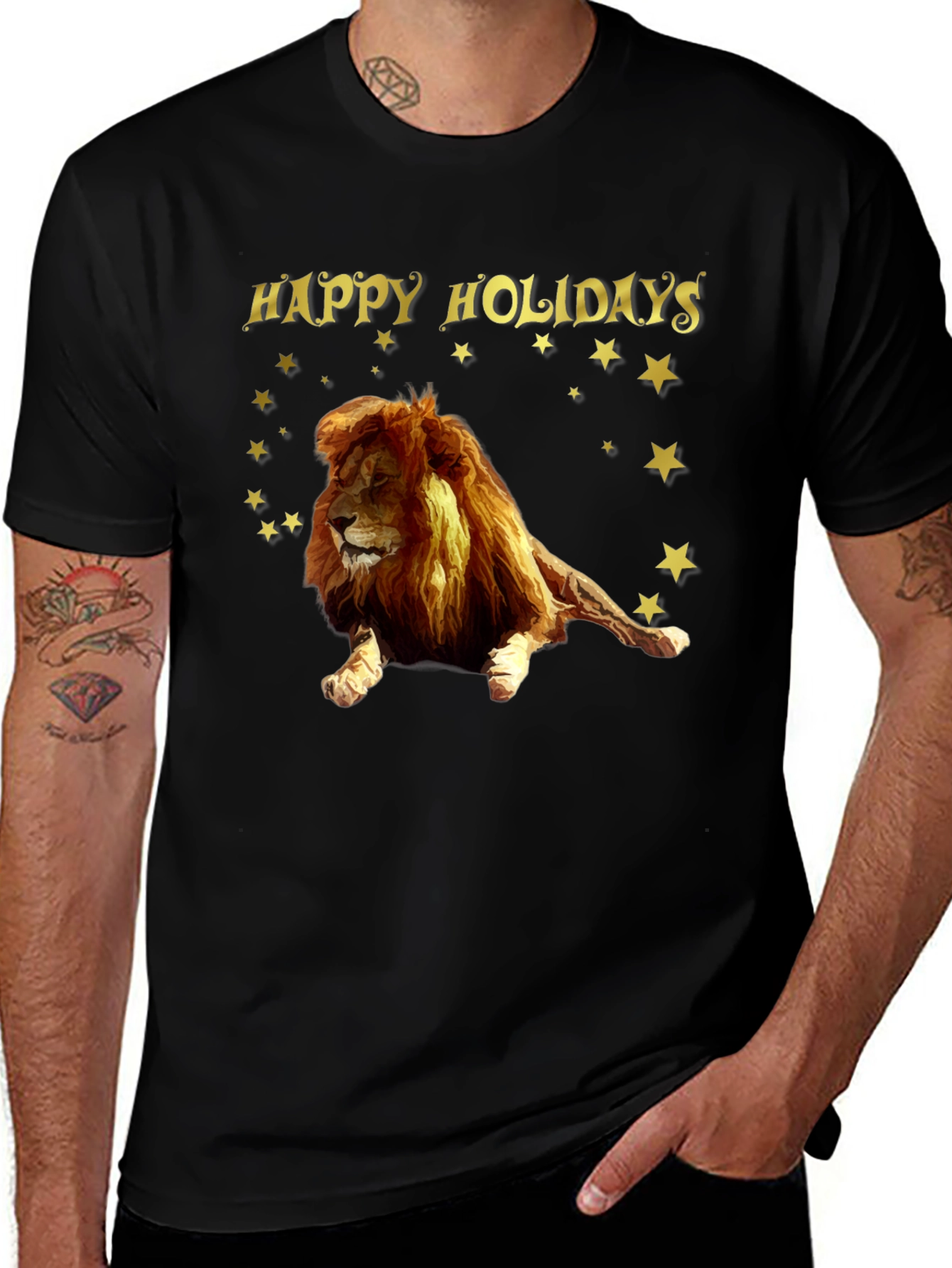 Lion Happy Holidays Graphic Tee