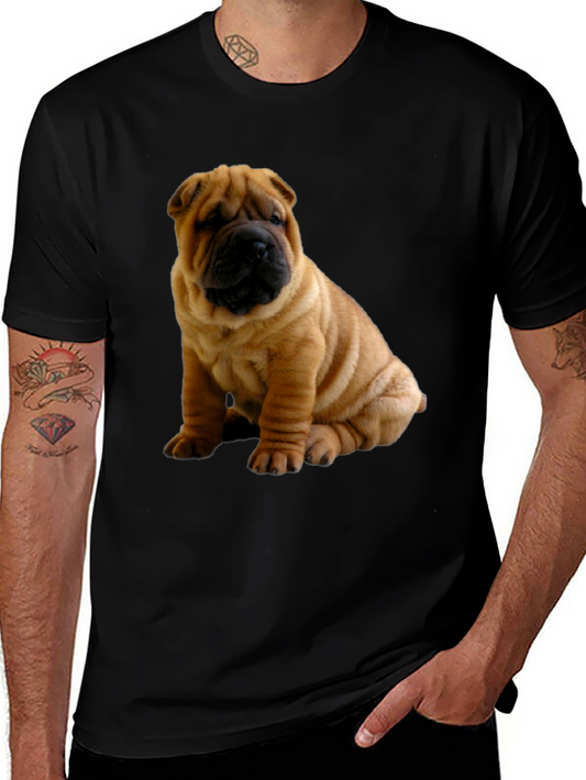 Shar Pei Dog Graphic Black T-Shirt