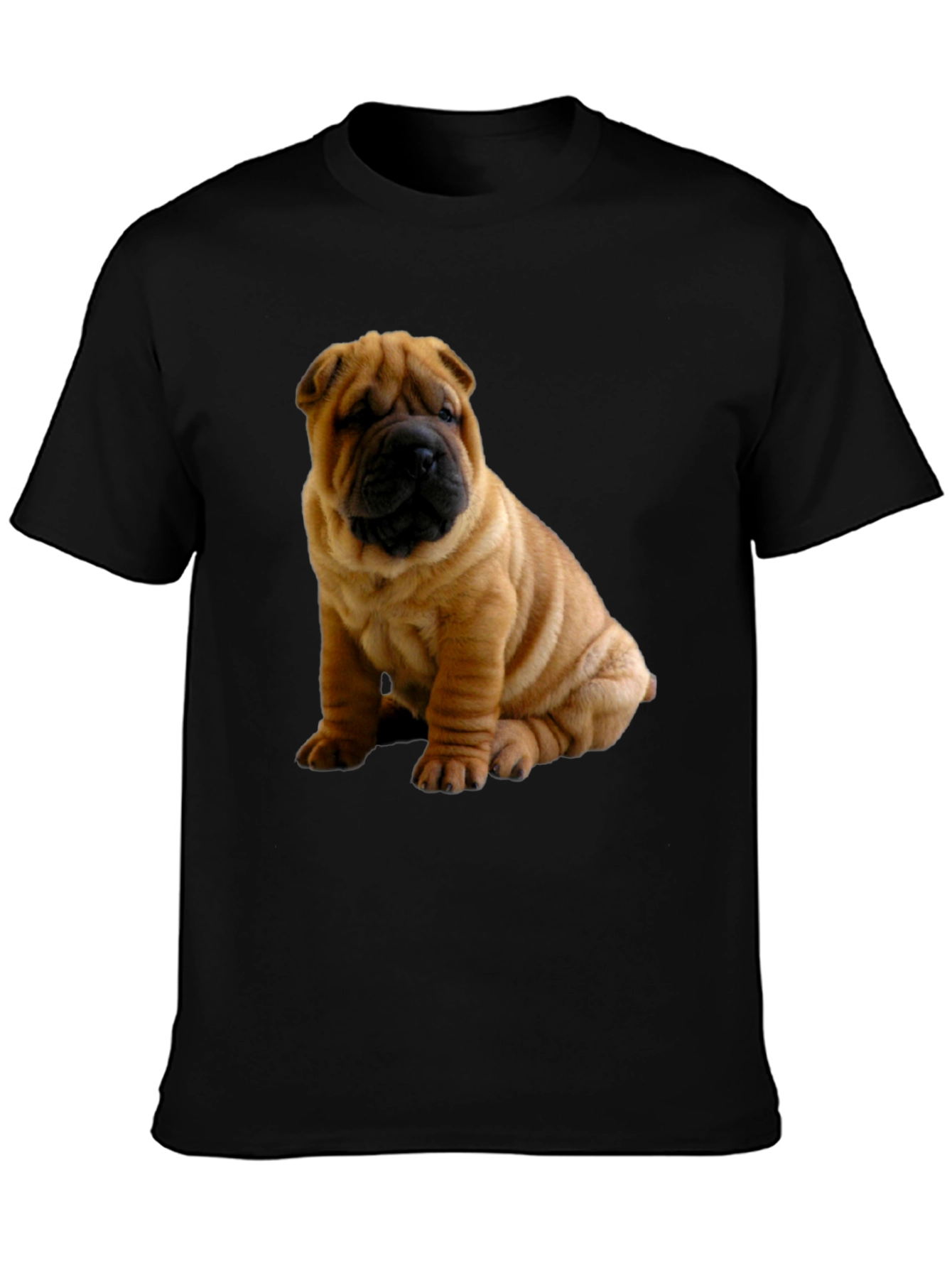 Shar Pei Dog Graphic Black T-Shirt