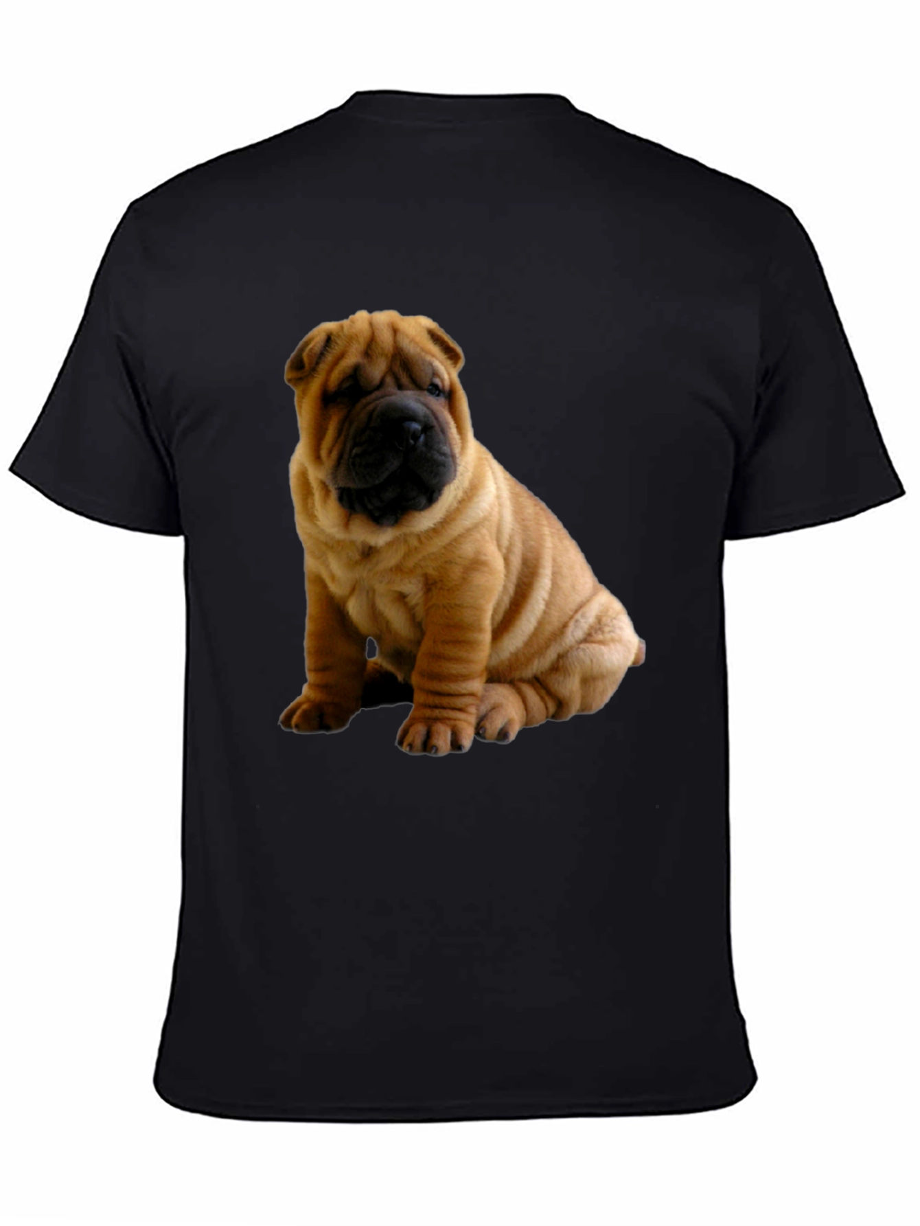 Shar Pei Dog Graphic Black T-Shirt