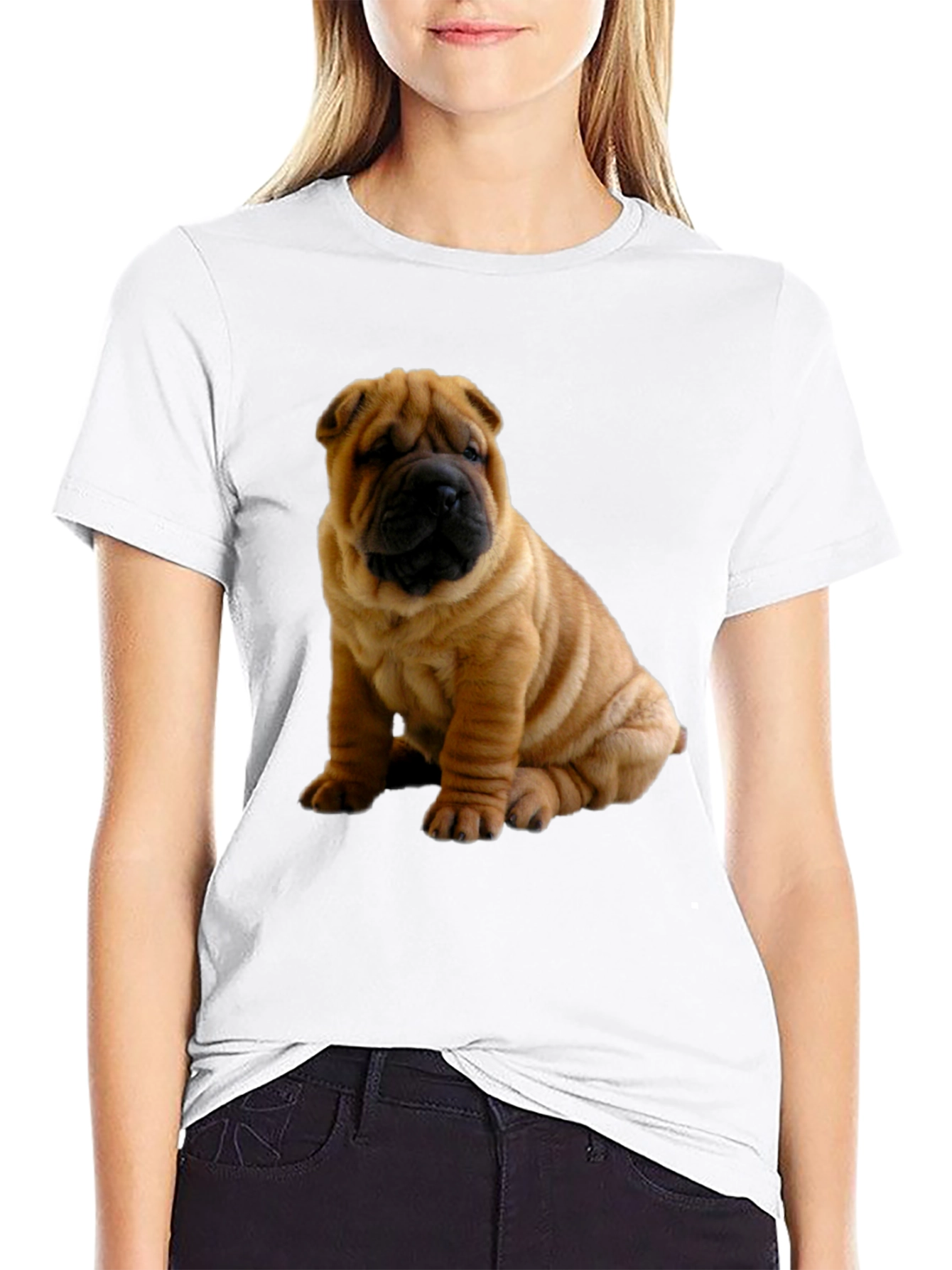 Shar Pei Dog Graphic Black T-Shirt