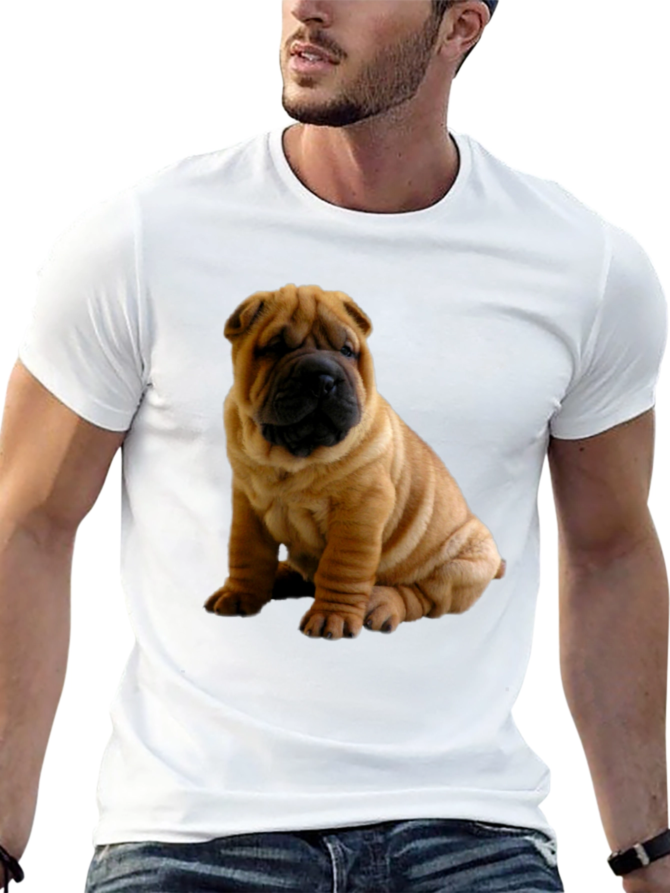 Shar Pei Dog Graphic Black T-Shirt