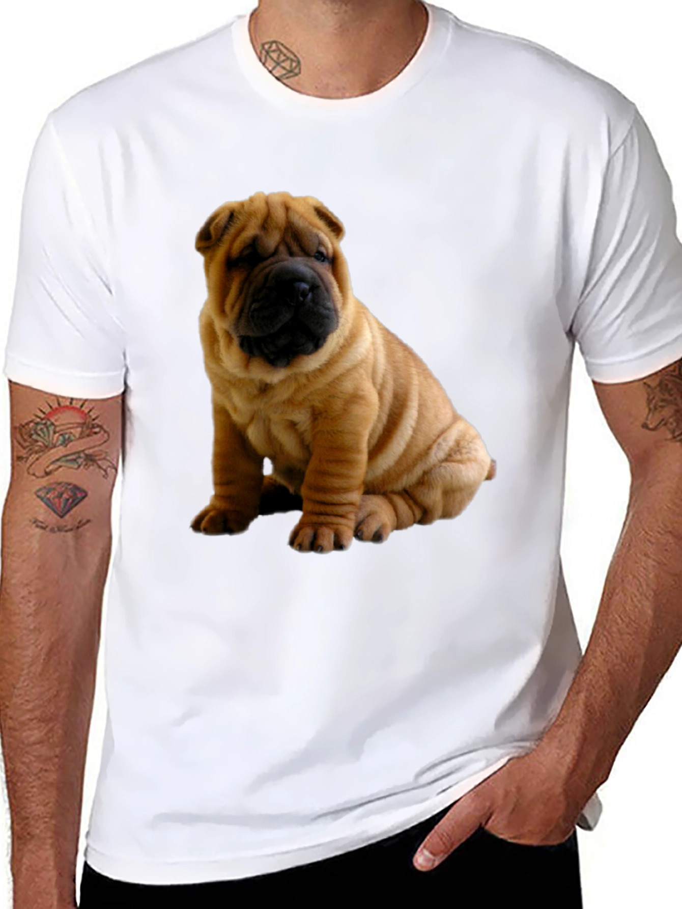 Shar Pei Dog Graphic Black T-Shirt