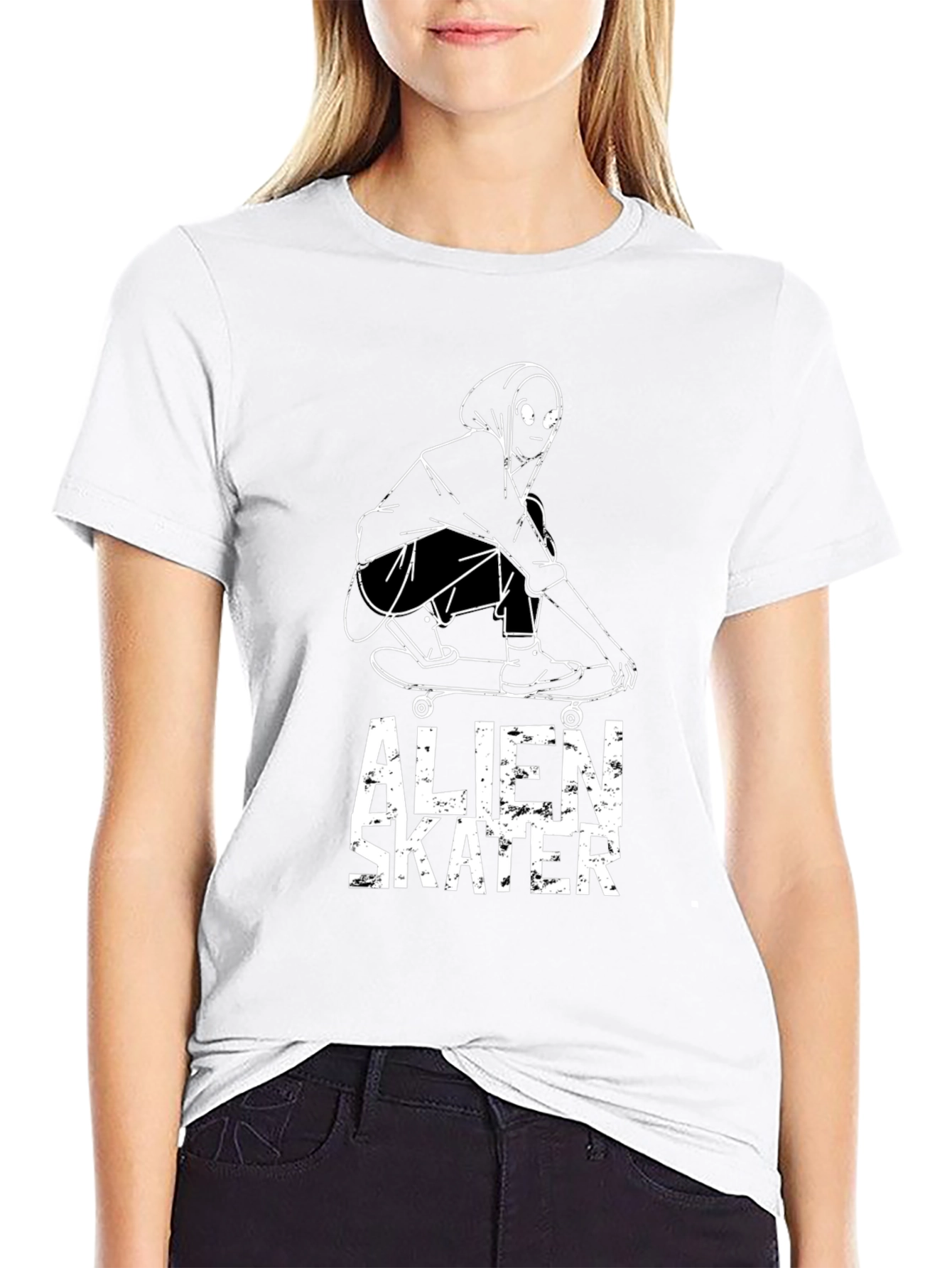 Alien Skater Graphic Tee - Cool Streetwear