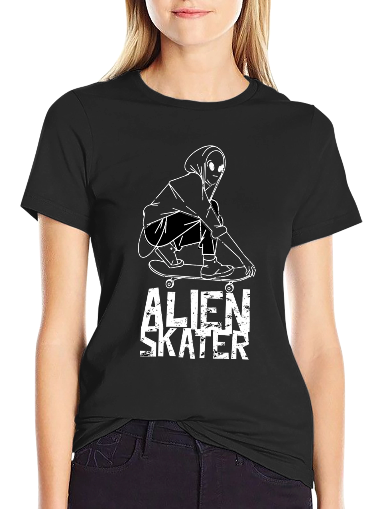 Alien Skater Graphic Tee - Cool Streetwear