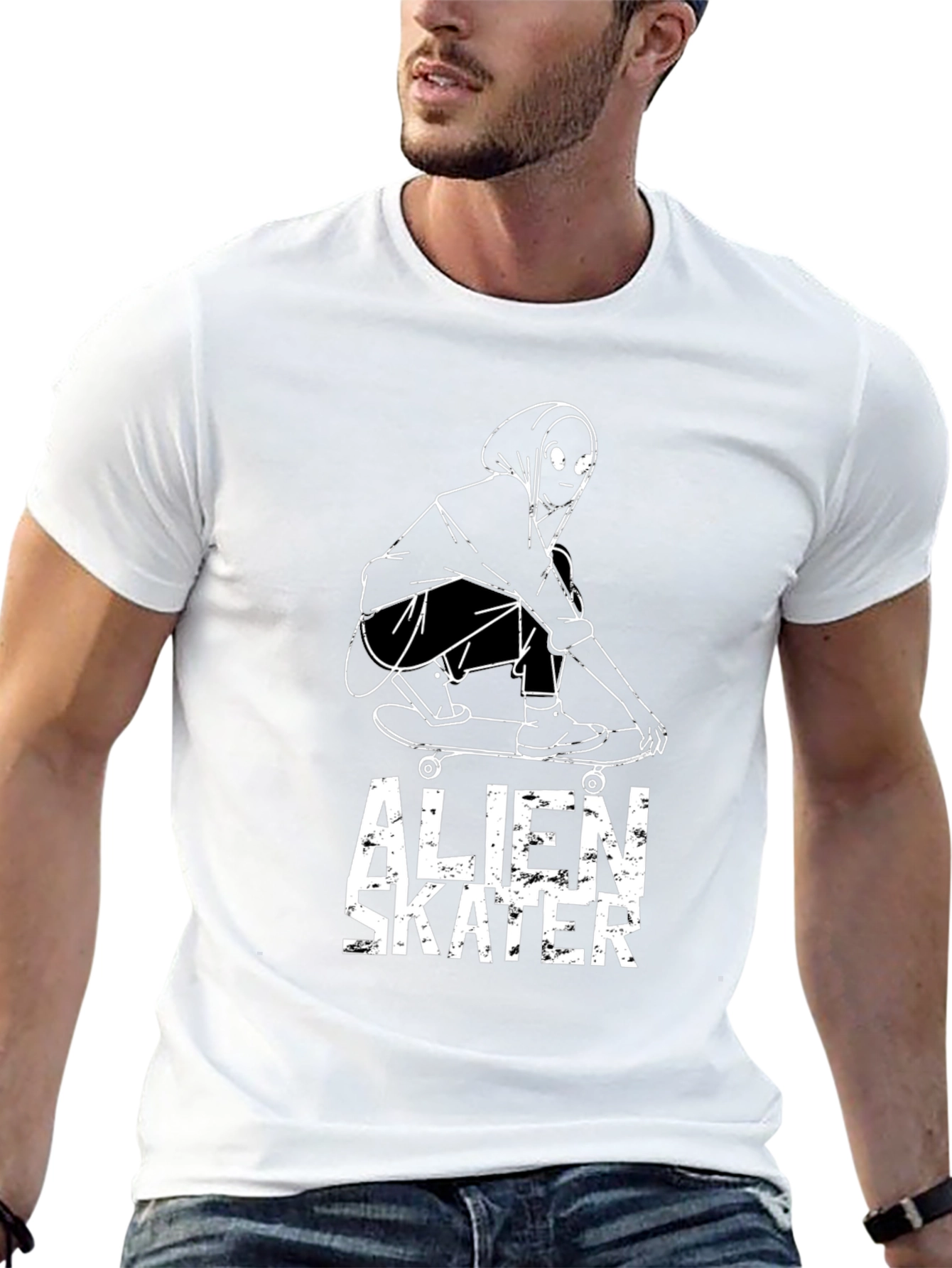 Alien Skater Graphic Tee - Cool Streetwear