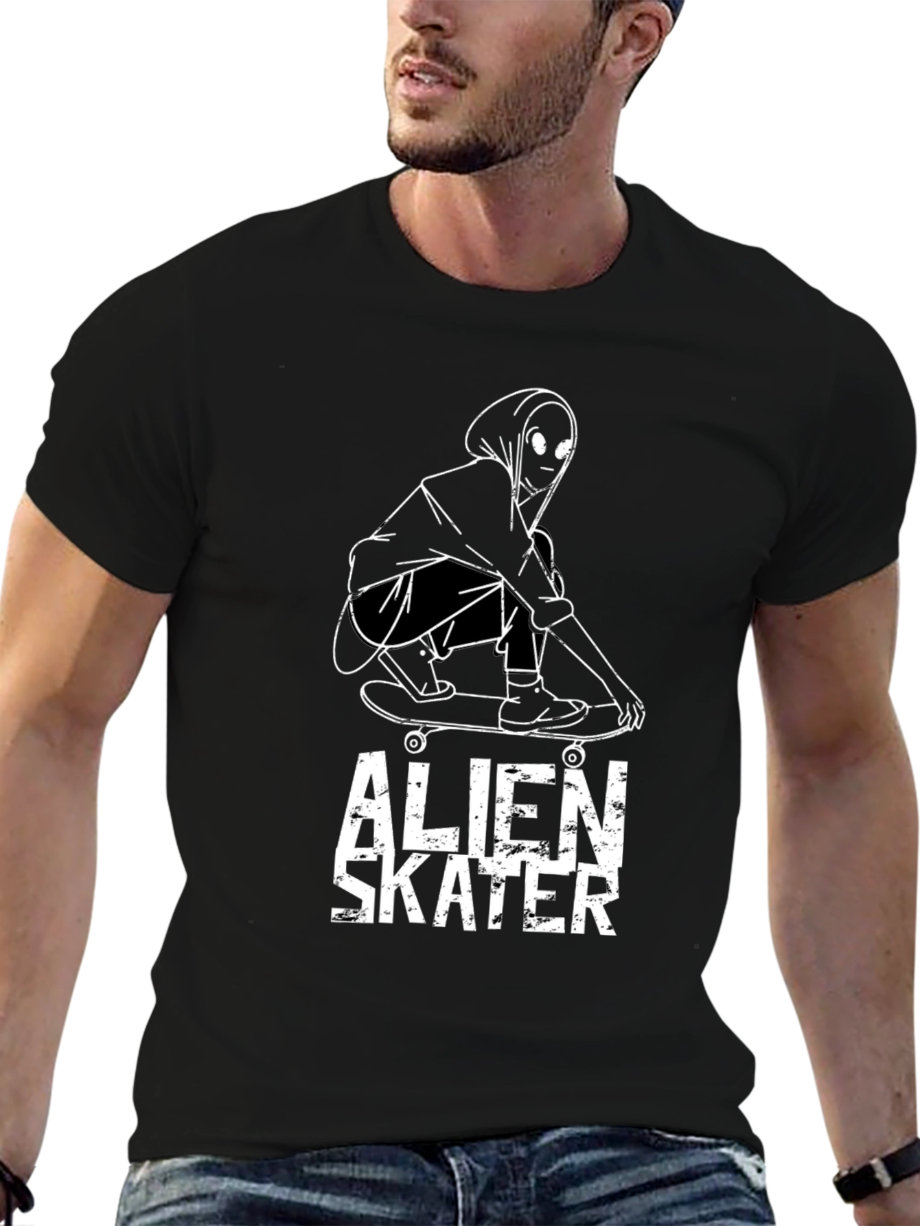 Alien Skater Graphic Tee - Cool Streetwear
