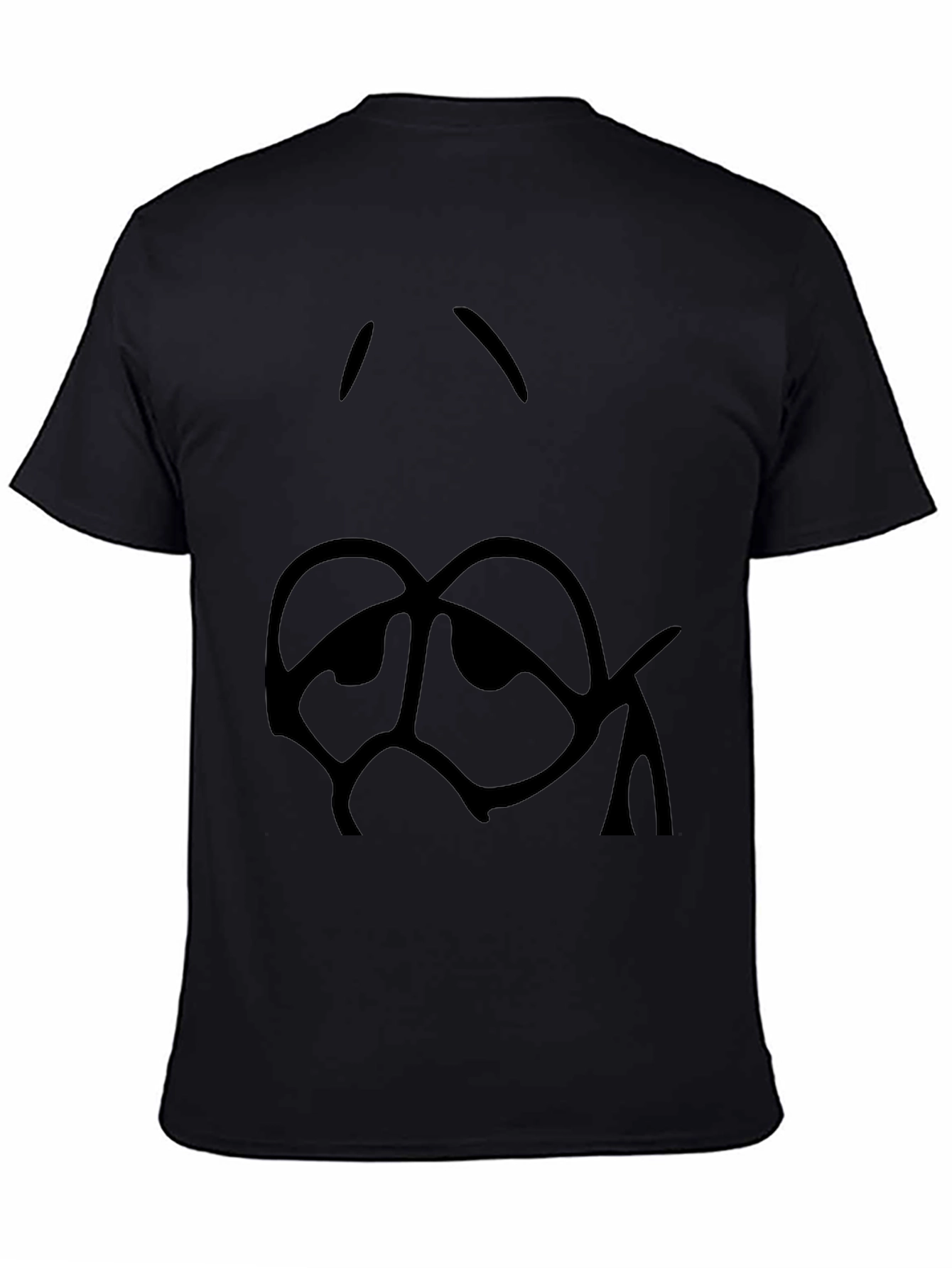 Sad Face Graphic Black T-Shirt - Mens Casual Tee