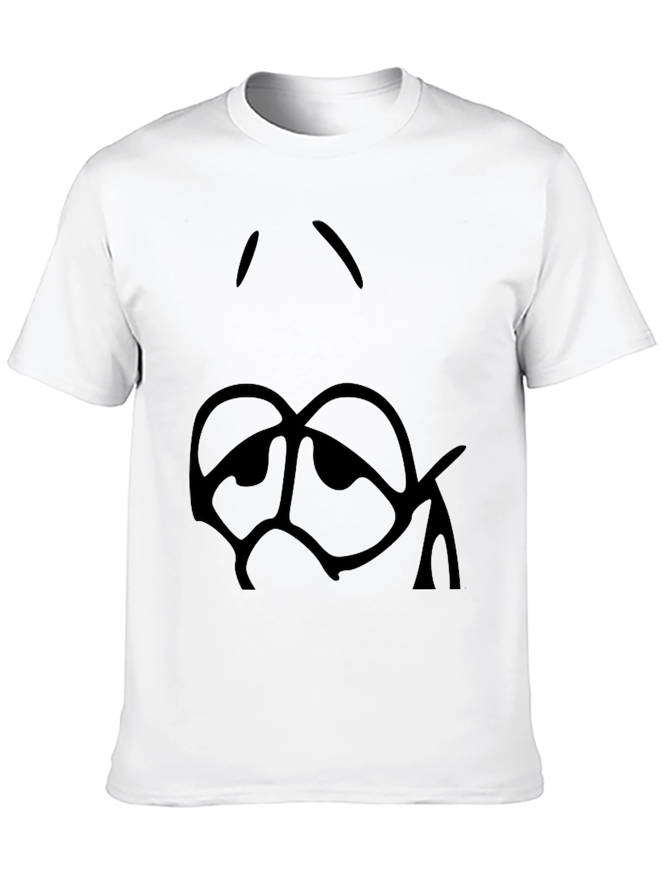 Sad Face Graphic Black T-Shirt - Mens Casual Tee