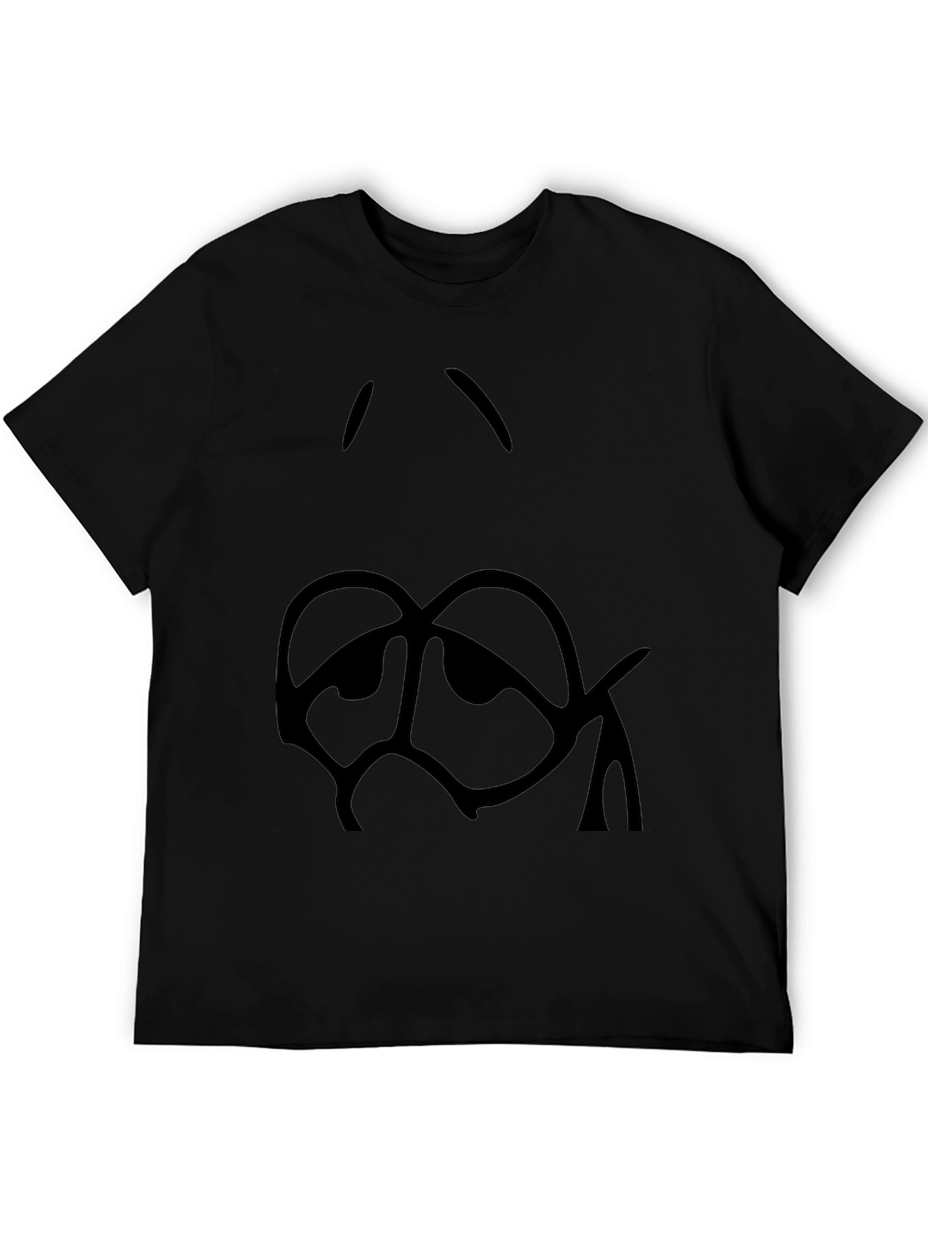 Sad Face Graphic Black T-Shirt - Mens Casual Tee