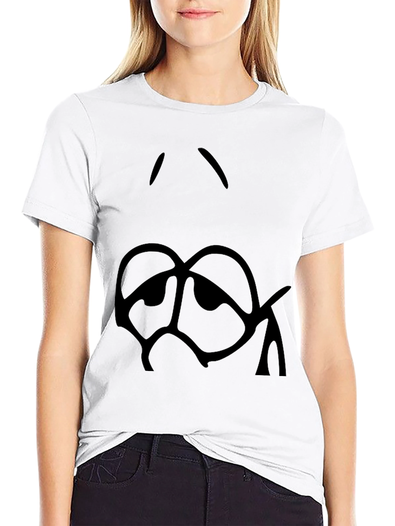 Sad Face Graphic Black T-Shirt - Mens Casual Tee