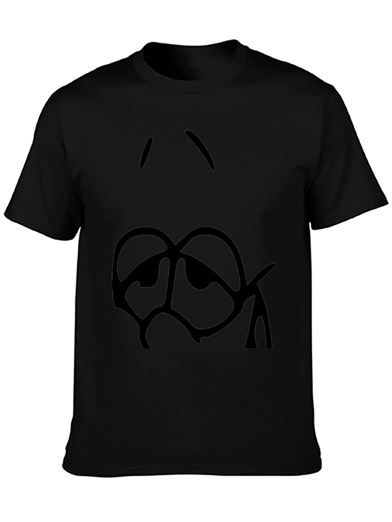 Sad Face Graphic Black T-Shirt - Mens Casual Tee