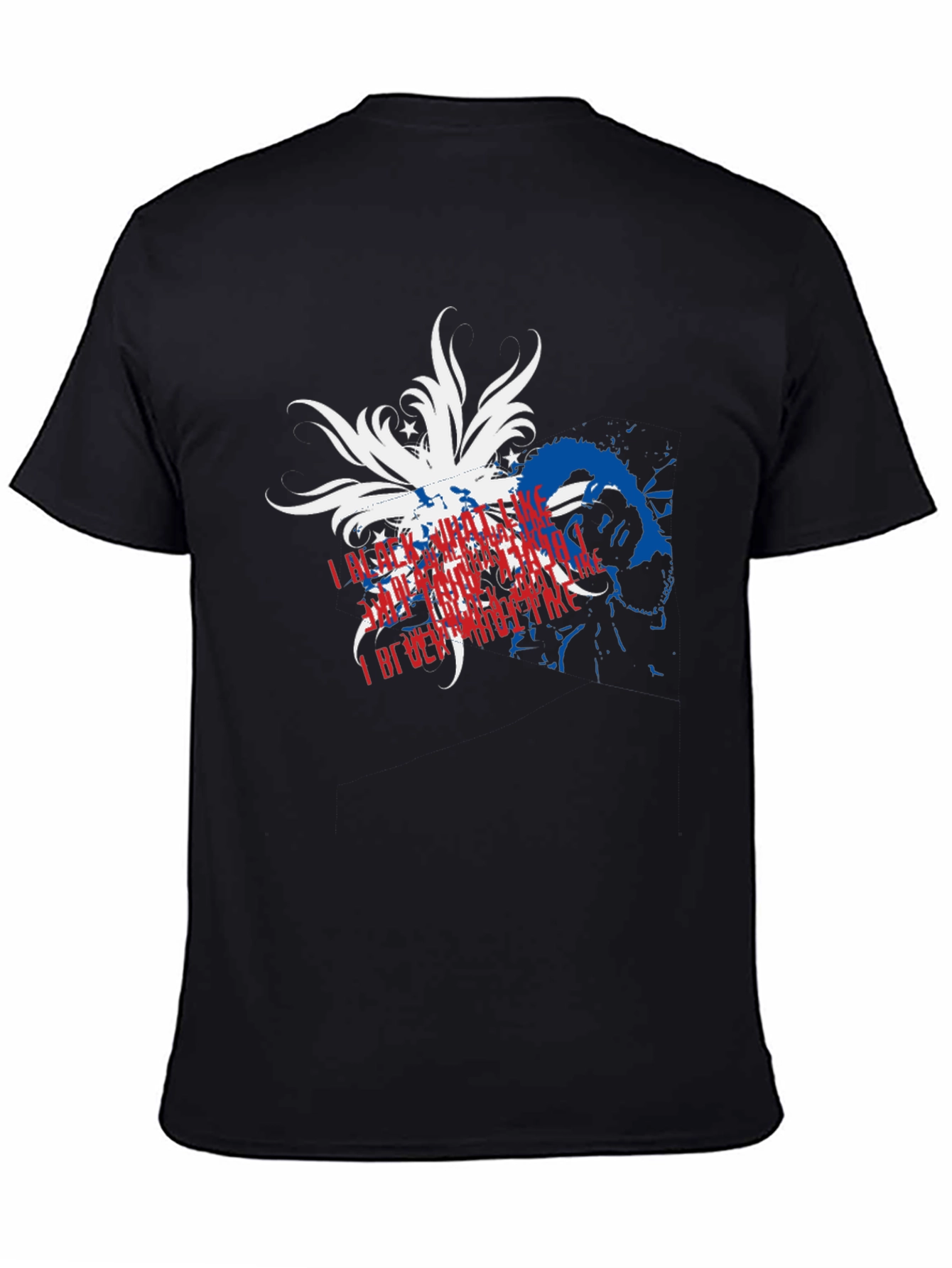 Patriotic Graphic Print Black T-Shirt