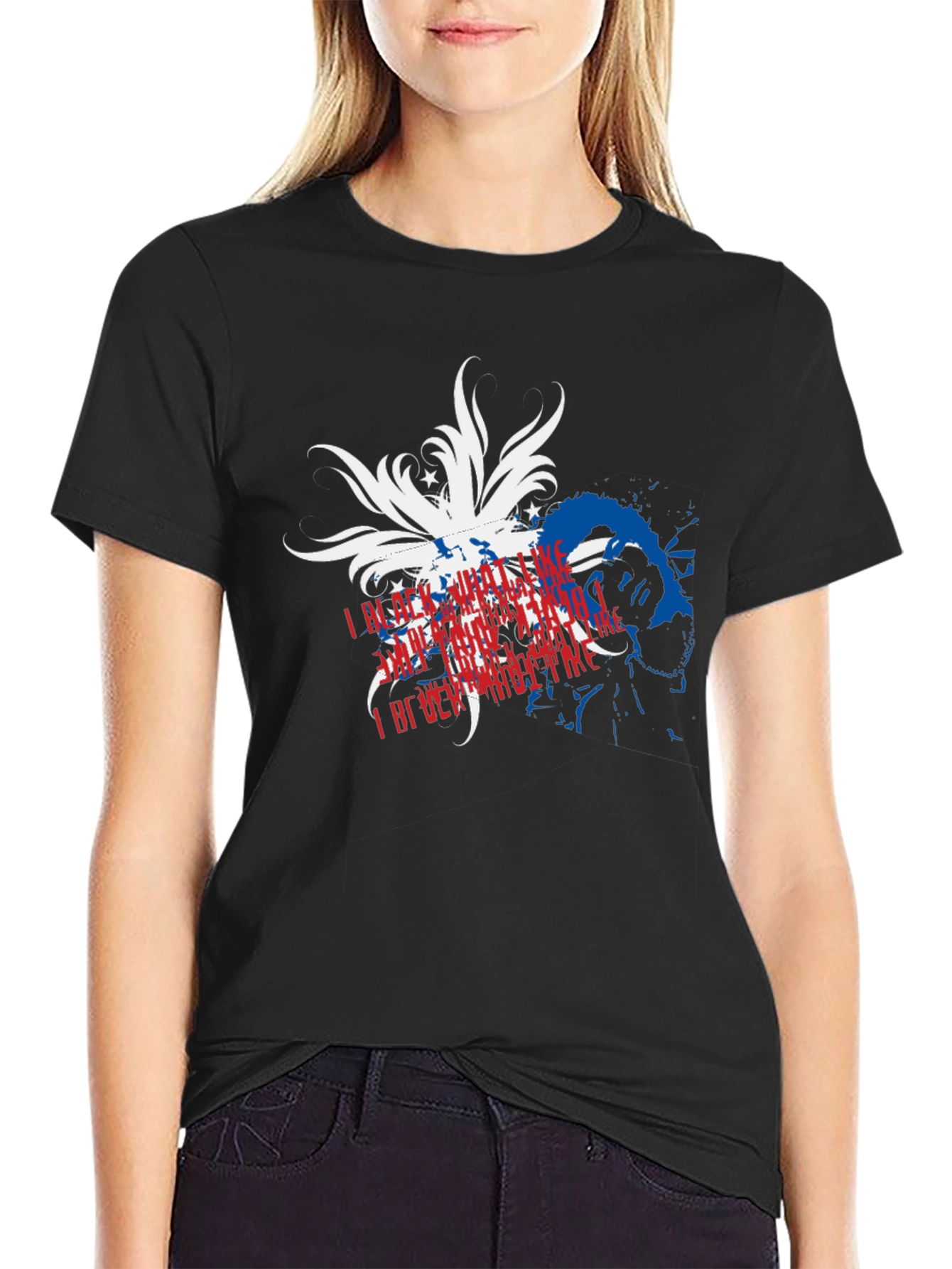 Patriotic Graphic Print Black T-Shirt