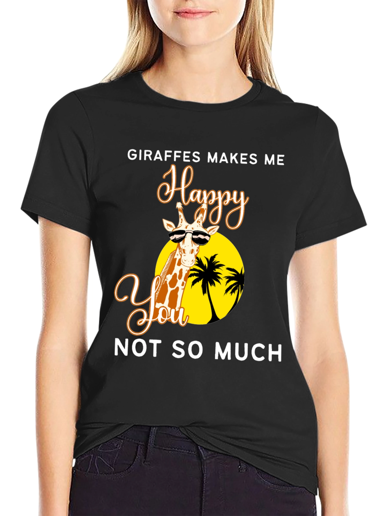 Giraffe Happy Tee - Unisex Novelty Graphic T-Shirt