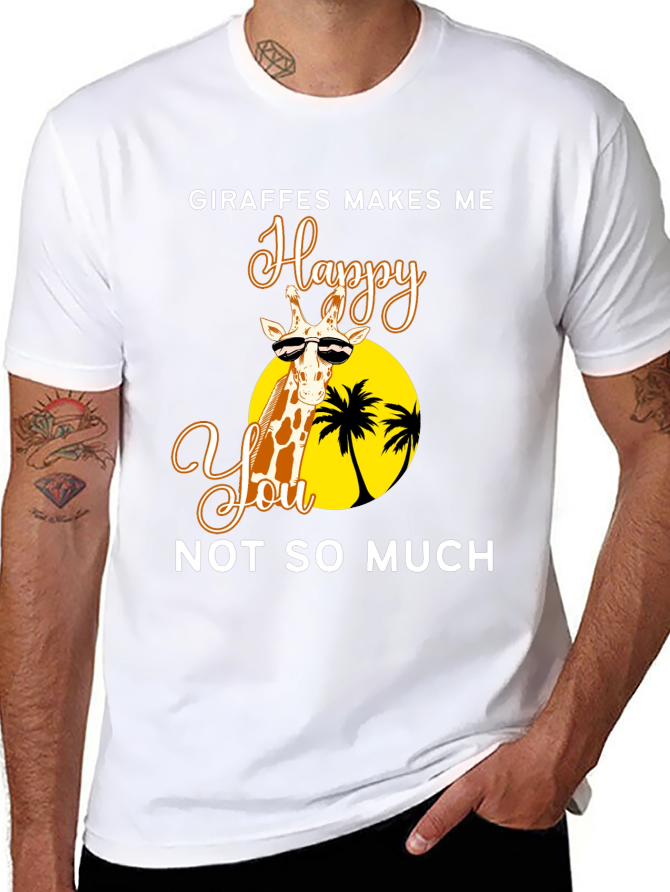 Giraffe Happy Tee - Unisex Novelty Graphic T-Shirt