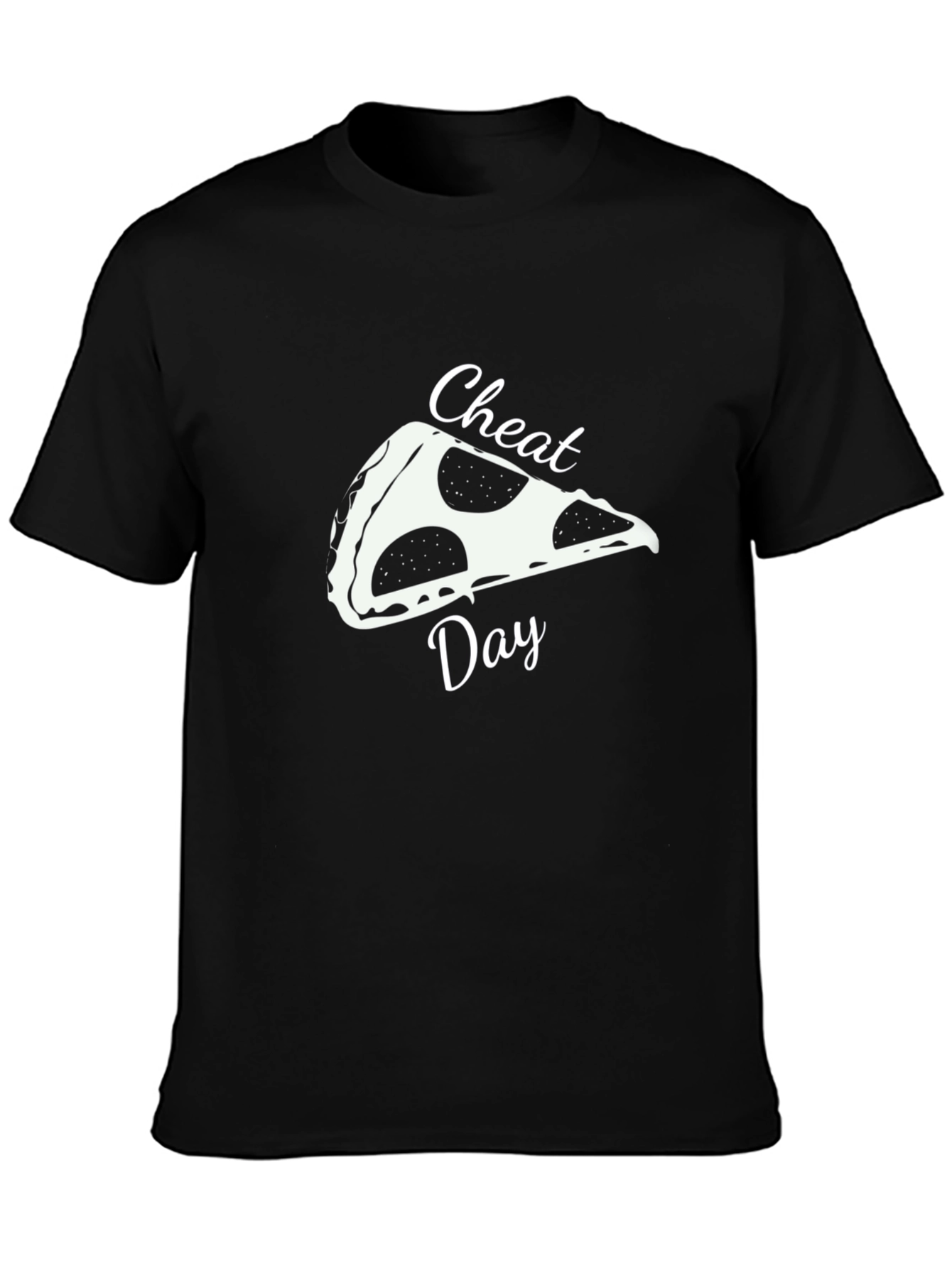 Pizza Cheat Day Graphic Tee - Black Casual T-Shirt