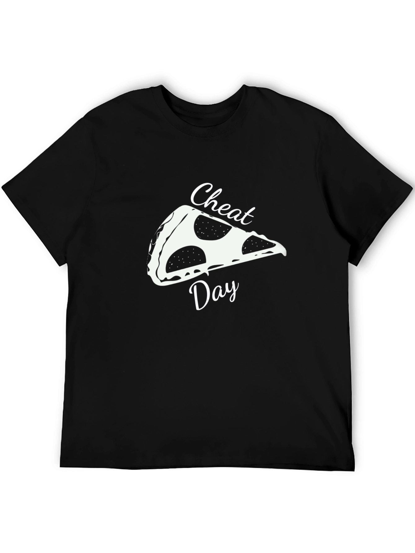 Pizza Cheat Day Graphic Tee - Black Casual T-Shirt