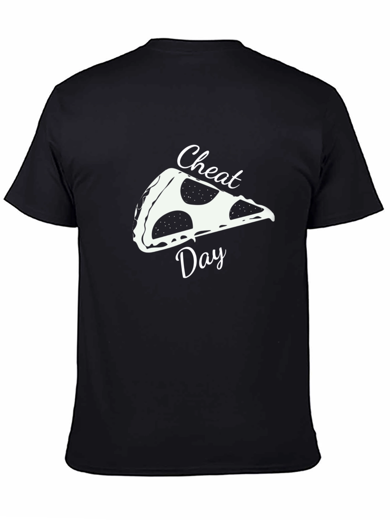 Pizza Cheat Day Graphic Tee - Black Casual T-Shirt