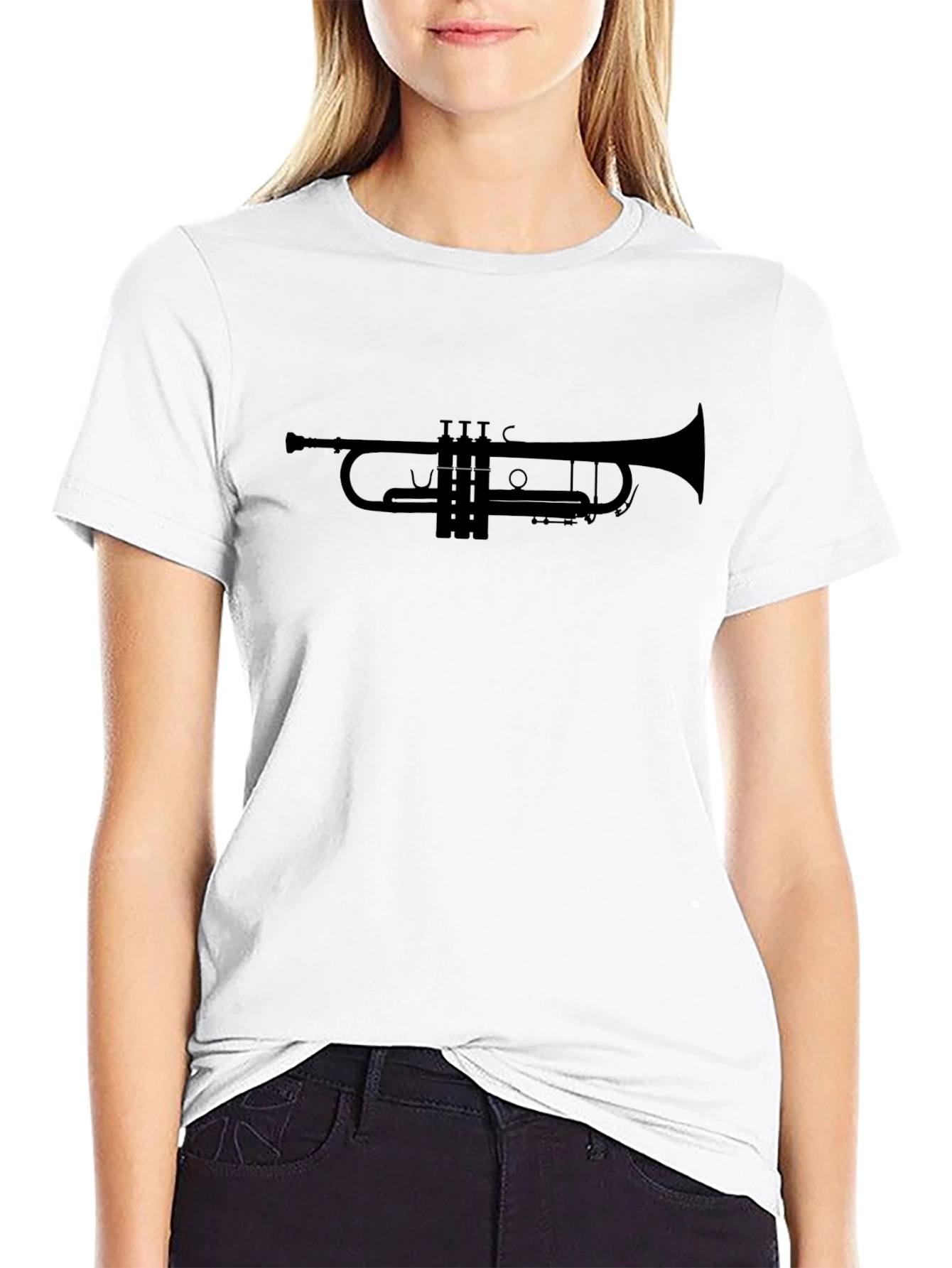 Trumpet Silhouette Graphic Tee - Musicians Black T-Shirt