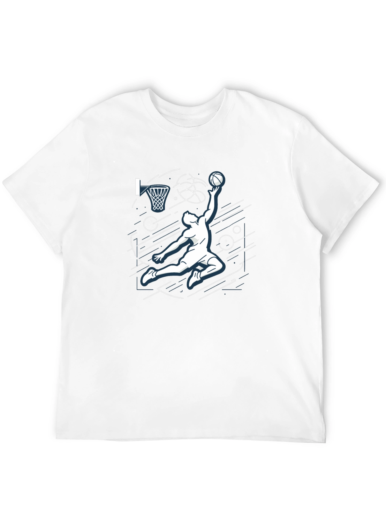 Basketball Dunk Graphic Tee - Black Cotton T-Shirt