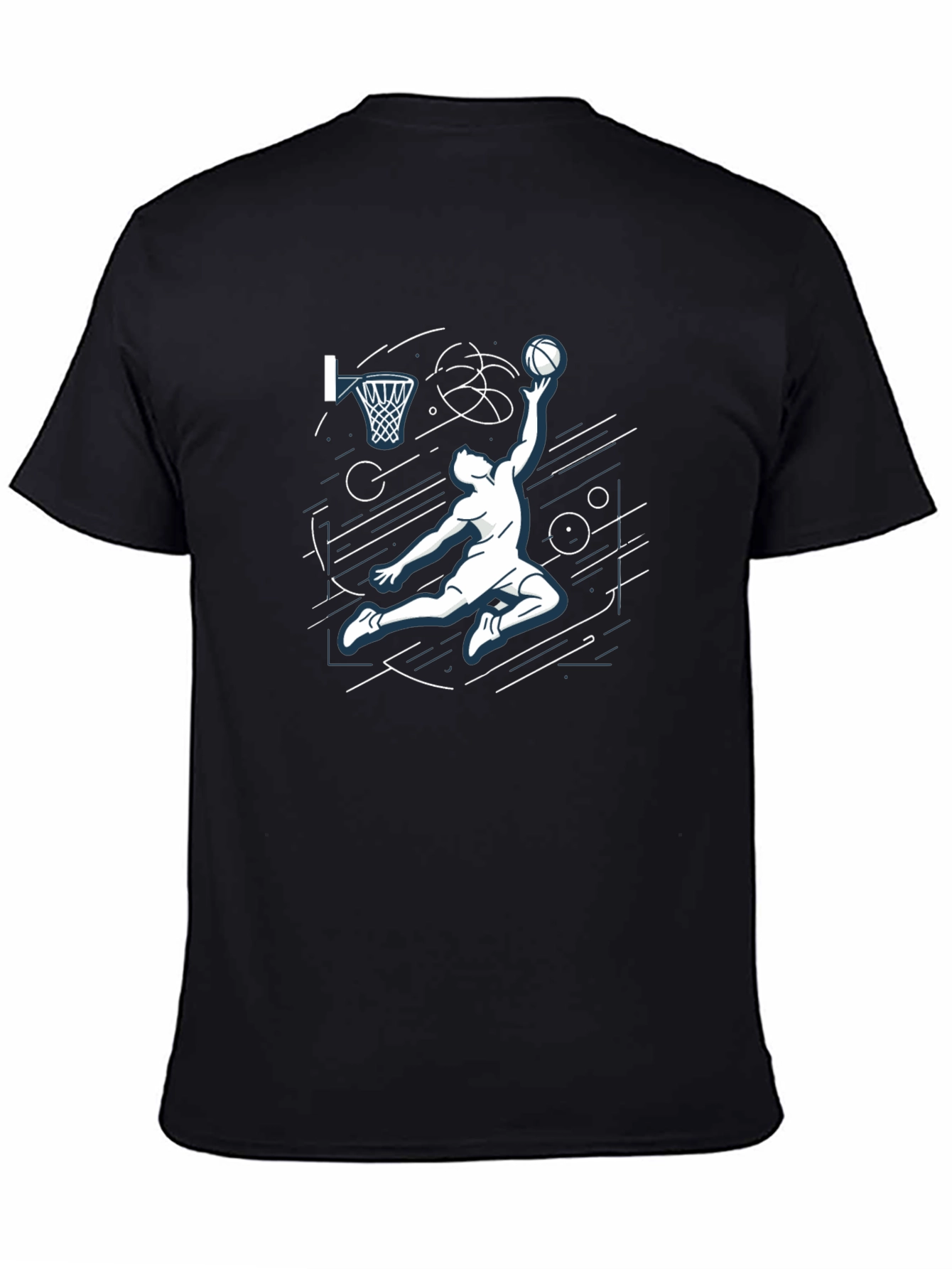 Basketball Dunk Graphic Tee - Black Cotton T-Shirt