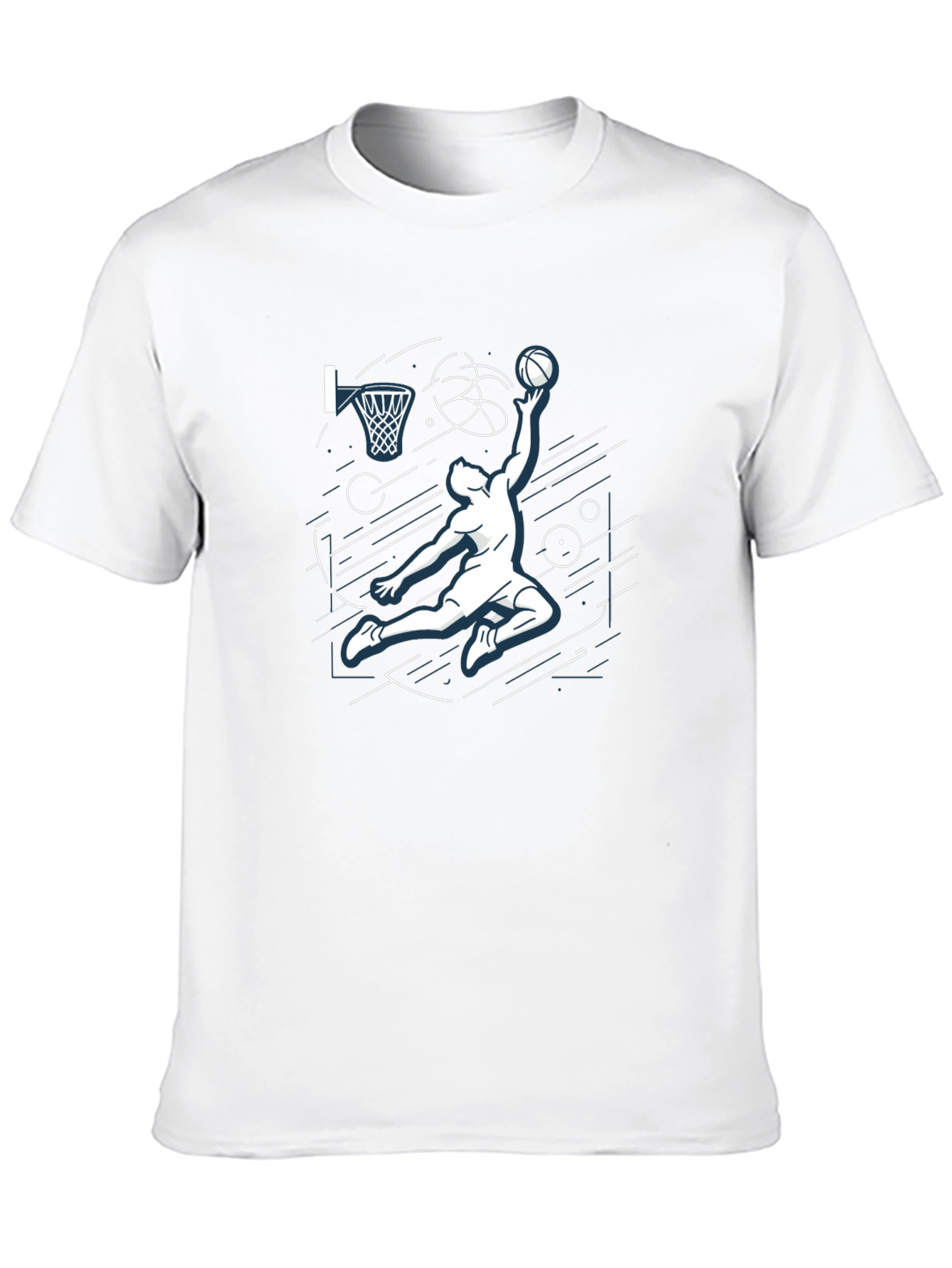 Basketball Dunk Graphic Tee - Black Cotton T-Shirt