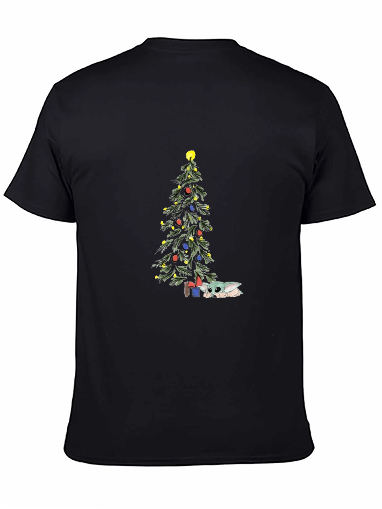 Christmas Baby Yoda Tree Black Tee