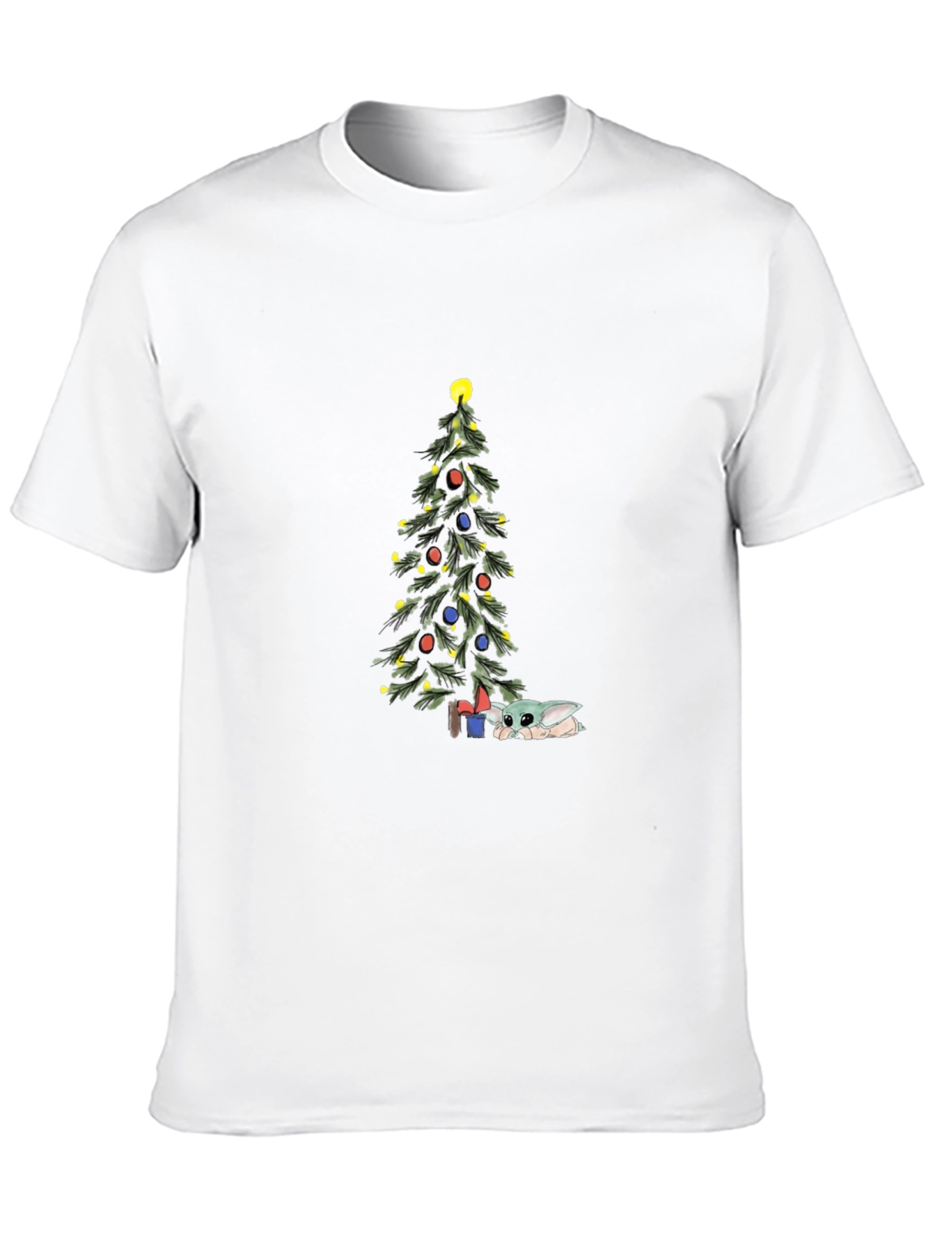 Christmas Baby Yoda Tree Black Tee