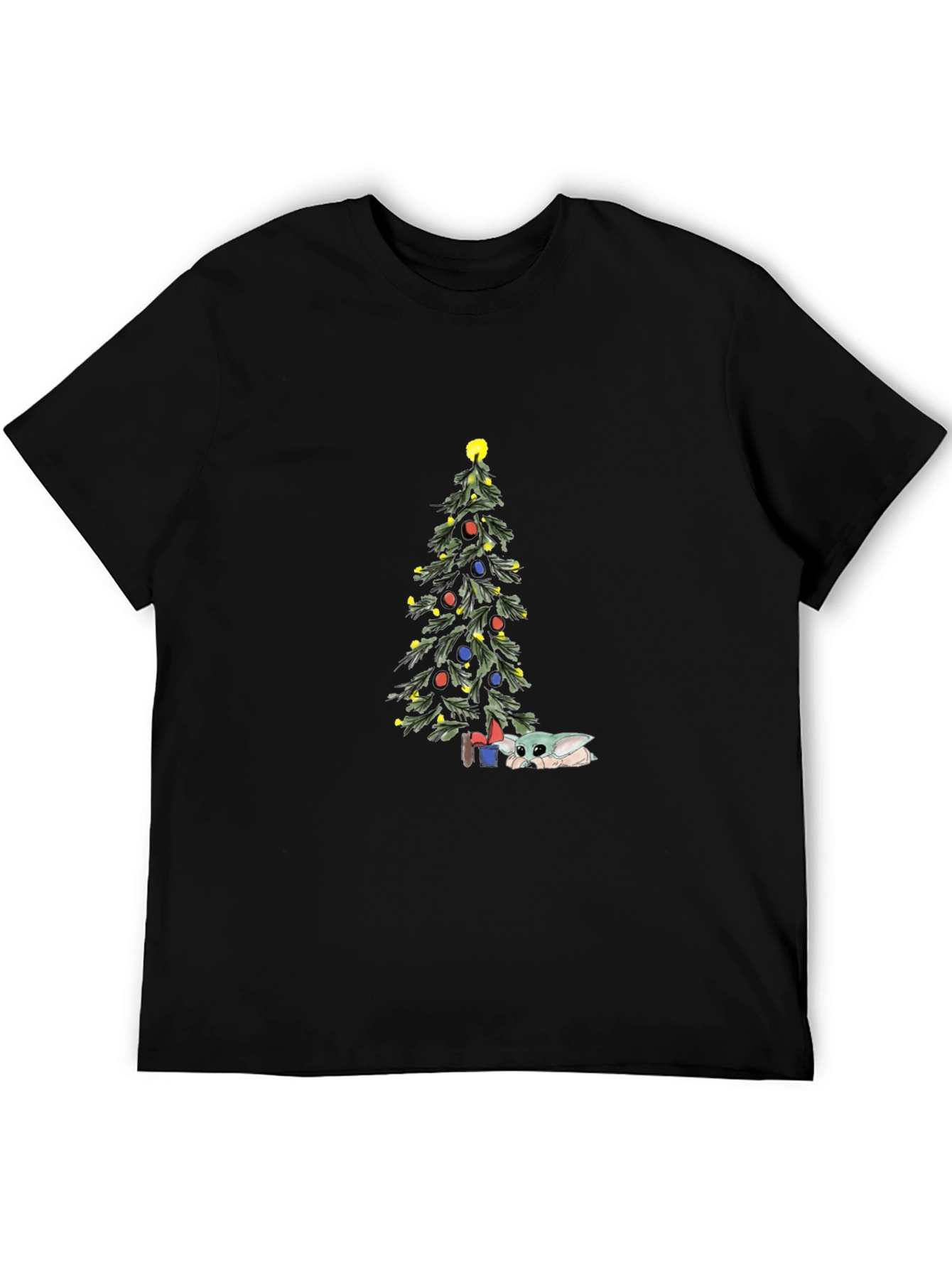 Christmas Baby Yoda Tree Black Tee