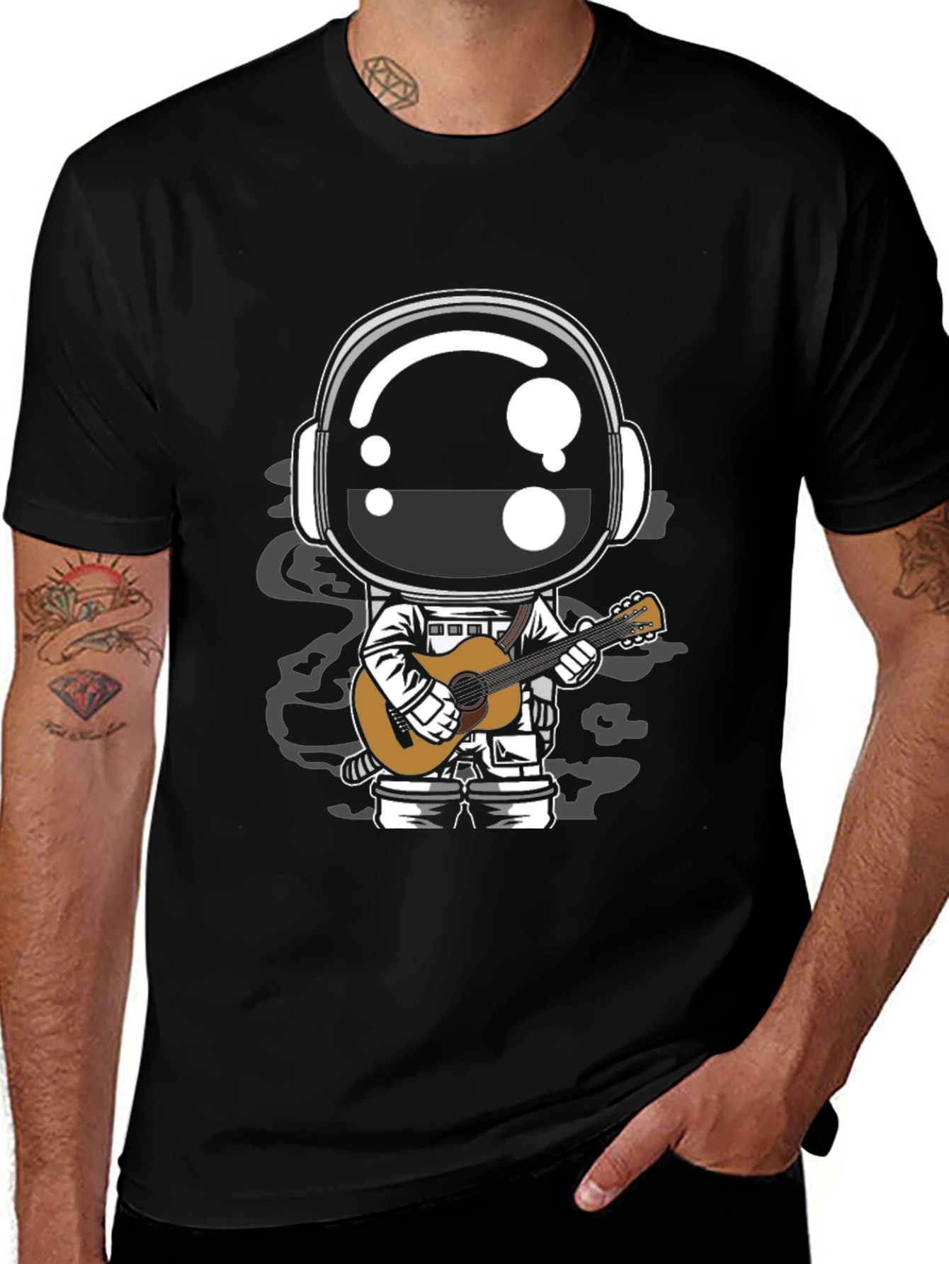 Astronaut Guitarist Graphic Tee - Black