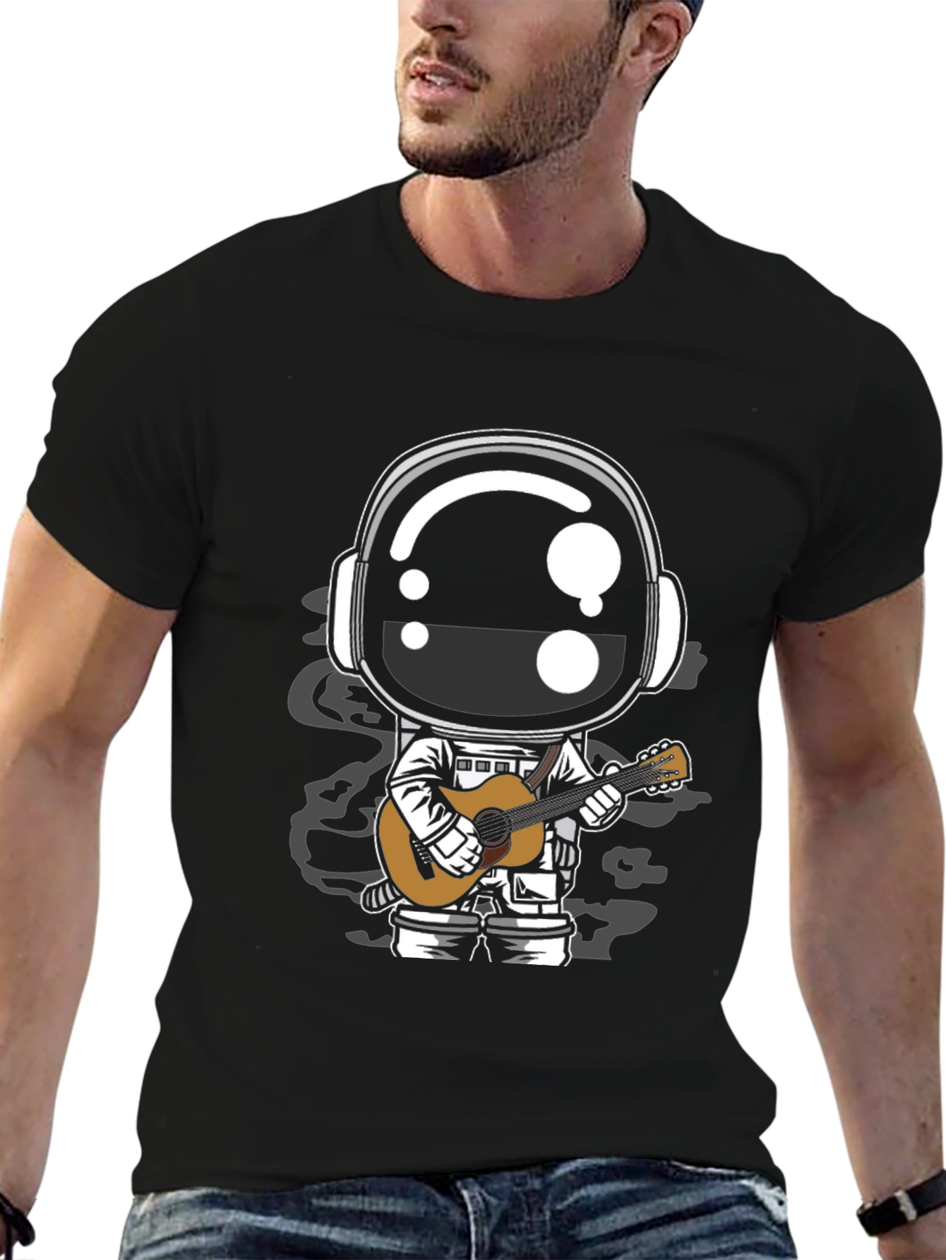 Astronaut Guitarist Graphic Tee - Black