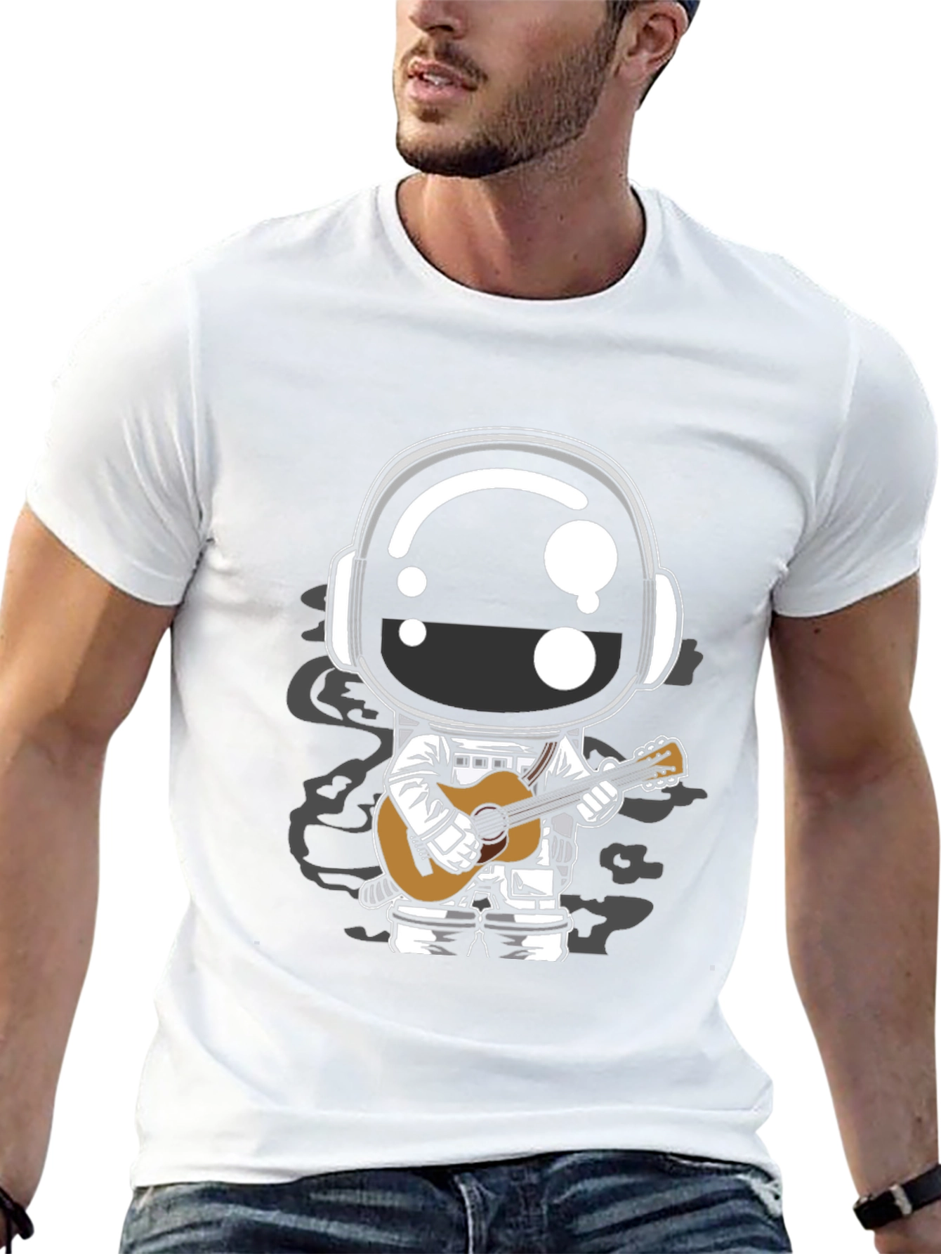 Astronaut Guitarist Graphic Tee - Black