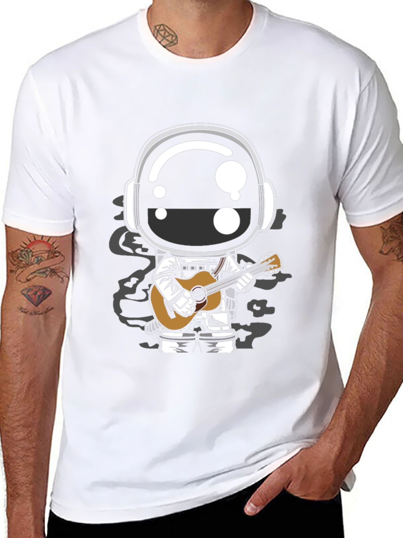 Astronaut Guitarist Graphic Tee - Black