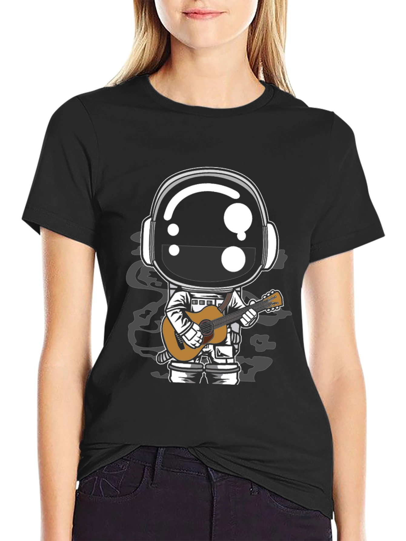 Astronaut Guitarist Graphic Tee - Black