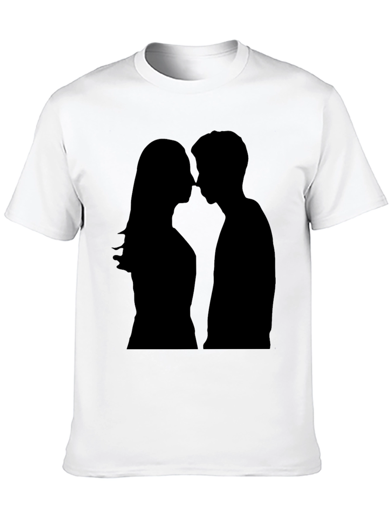 Silhouette Kiss Black T-Shirt - Romantic Graphic Tee