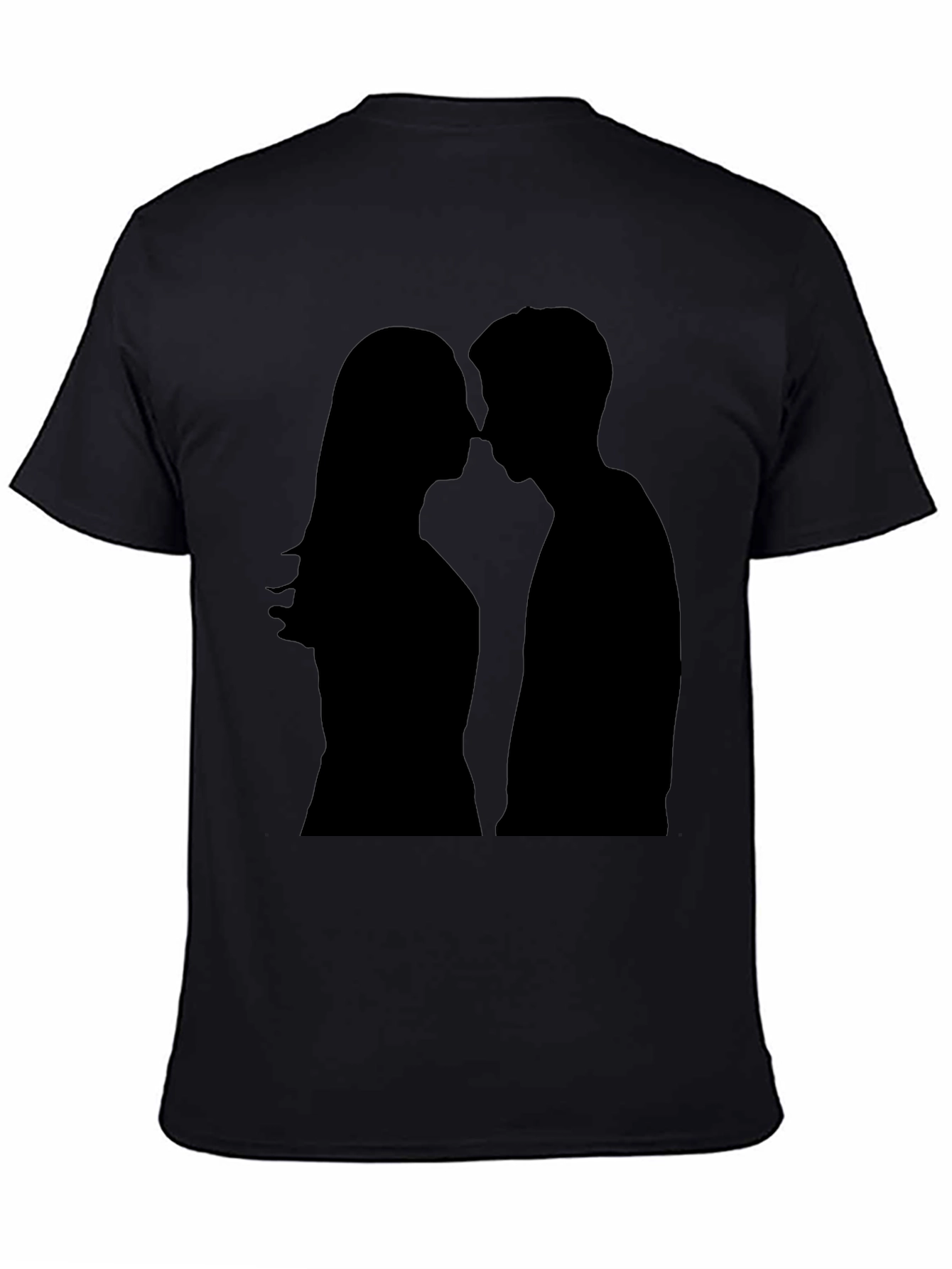 Silhouette Kiss Black T-Shirt - Romantic Graphic Tee