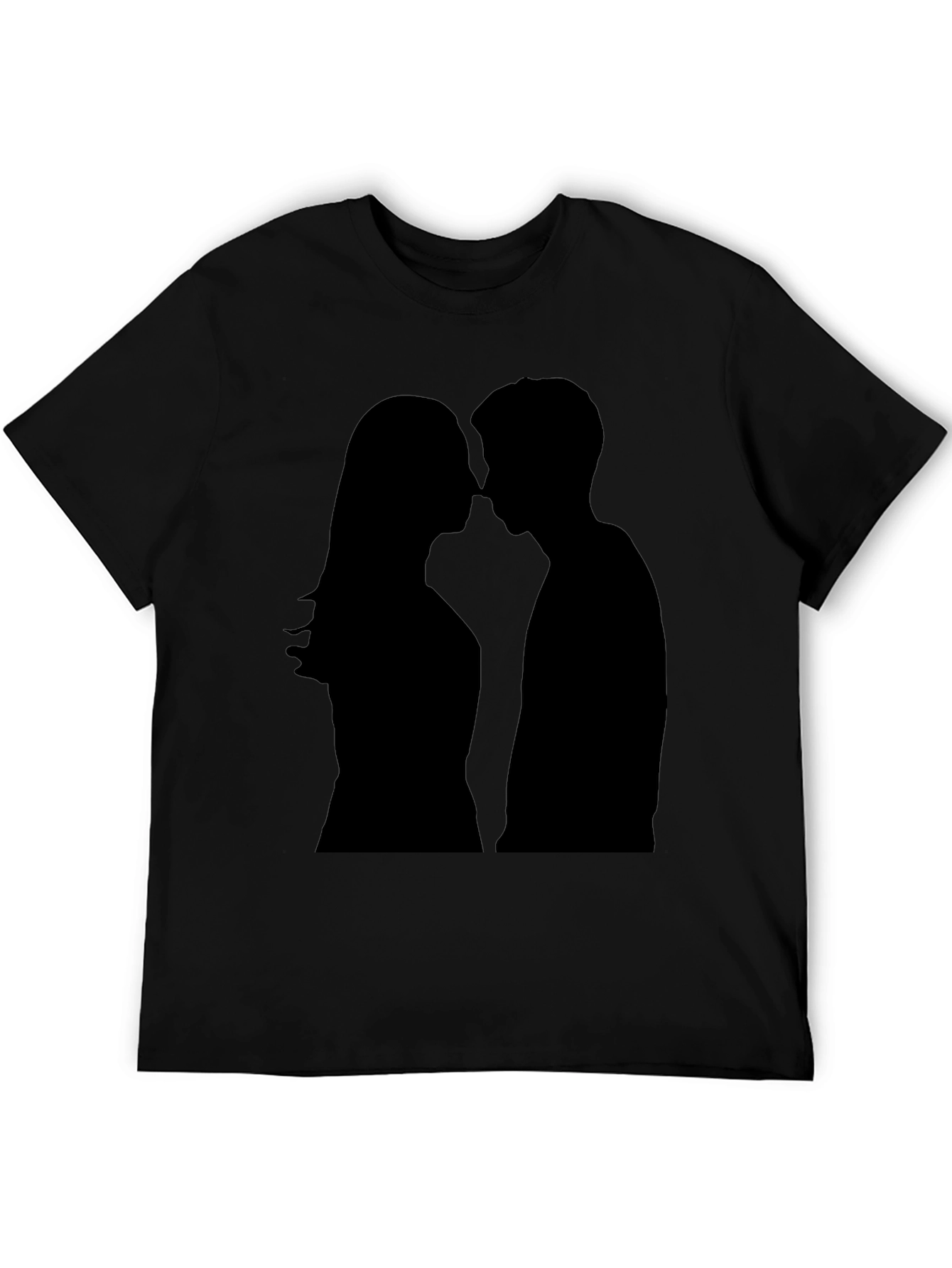 Silhouette Kiss Black T-Shirt - Romantic Graphic Tee